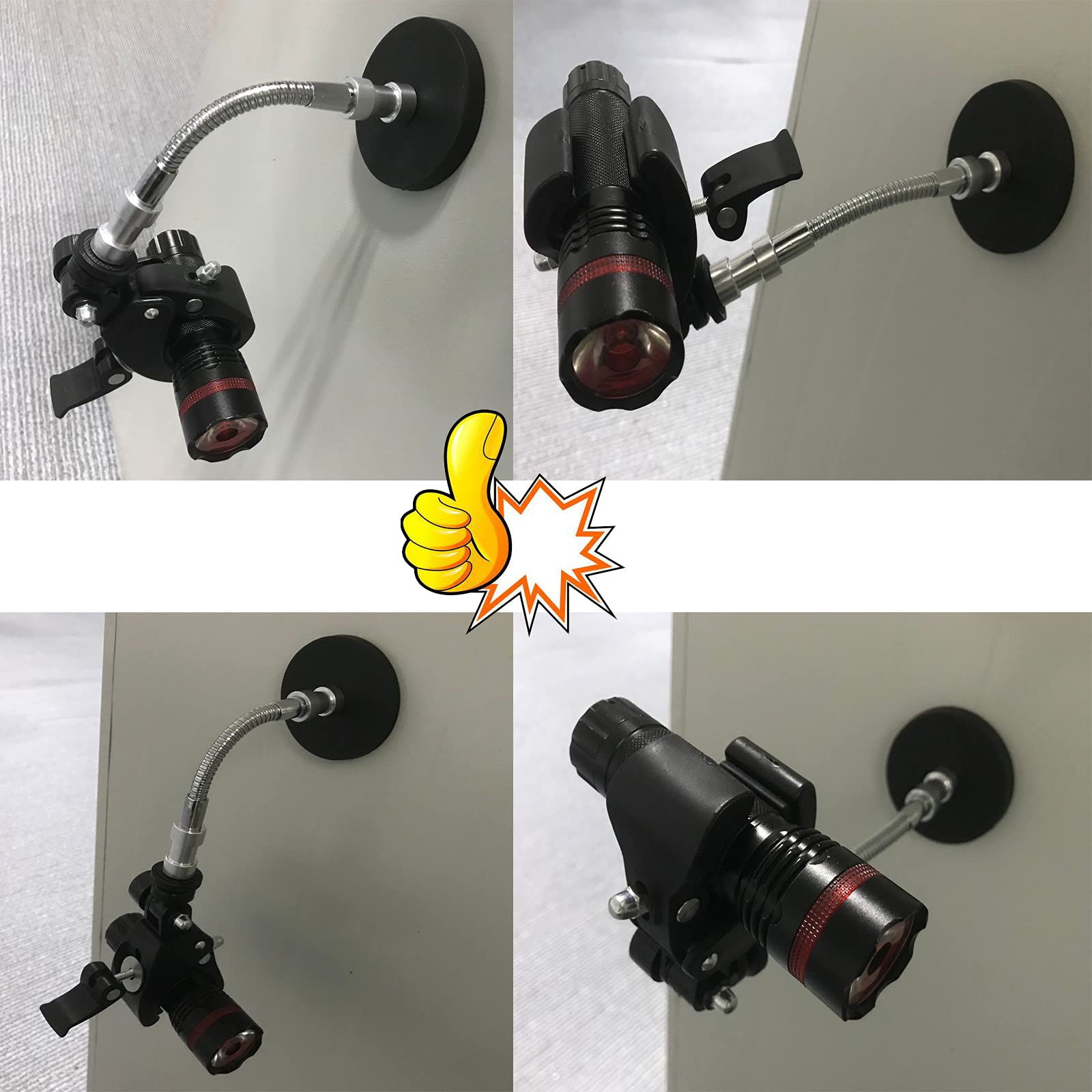 Strong Magnetic Flashlight Holder with Adjustable Bracket - Universal Mount for 0.6