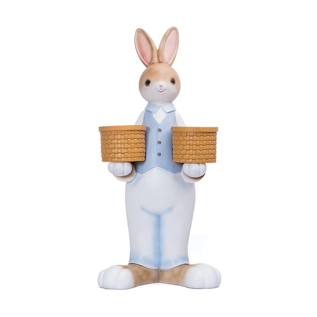 Realistic Resin Rabbit Sculpture - Garden Decor Animal Statue for Indoor & Outdoor Use | Perfect for Flower Pots, Balcony, Terrace, Courtyard & Home Decoration | Weather-Resistant Art Piece for Patio, Lawn & Living Spaces