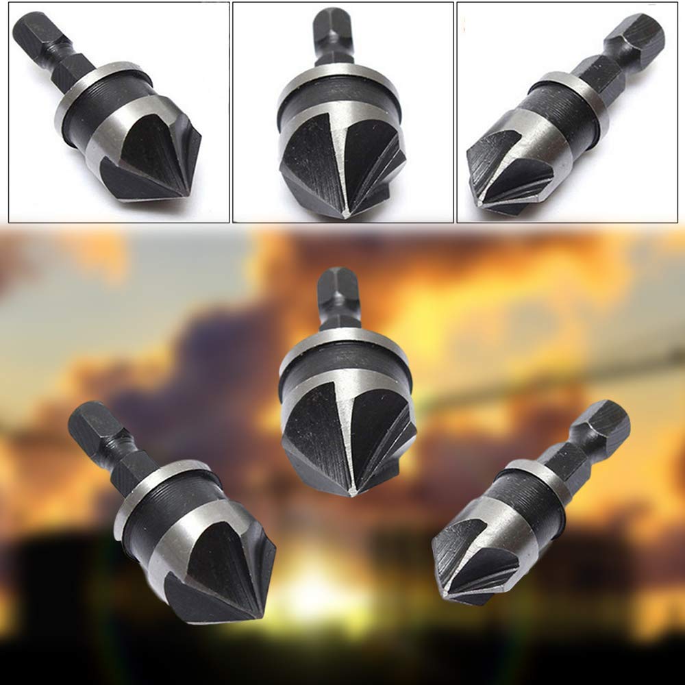 3pcs/Set Hex Shank Countersink Drill Bit Set - High Speed Steel Boring Tools for Wood & Metal - Quick Change Hex Shank for Easy Use - Perfect for DIY Projects, Furniture Making & Metalworking