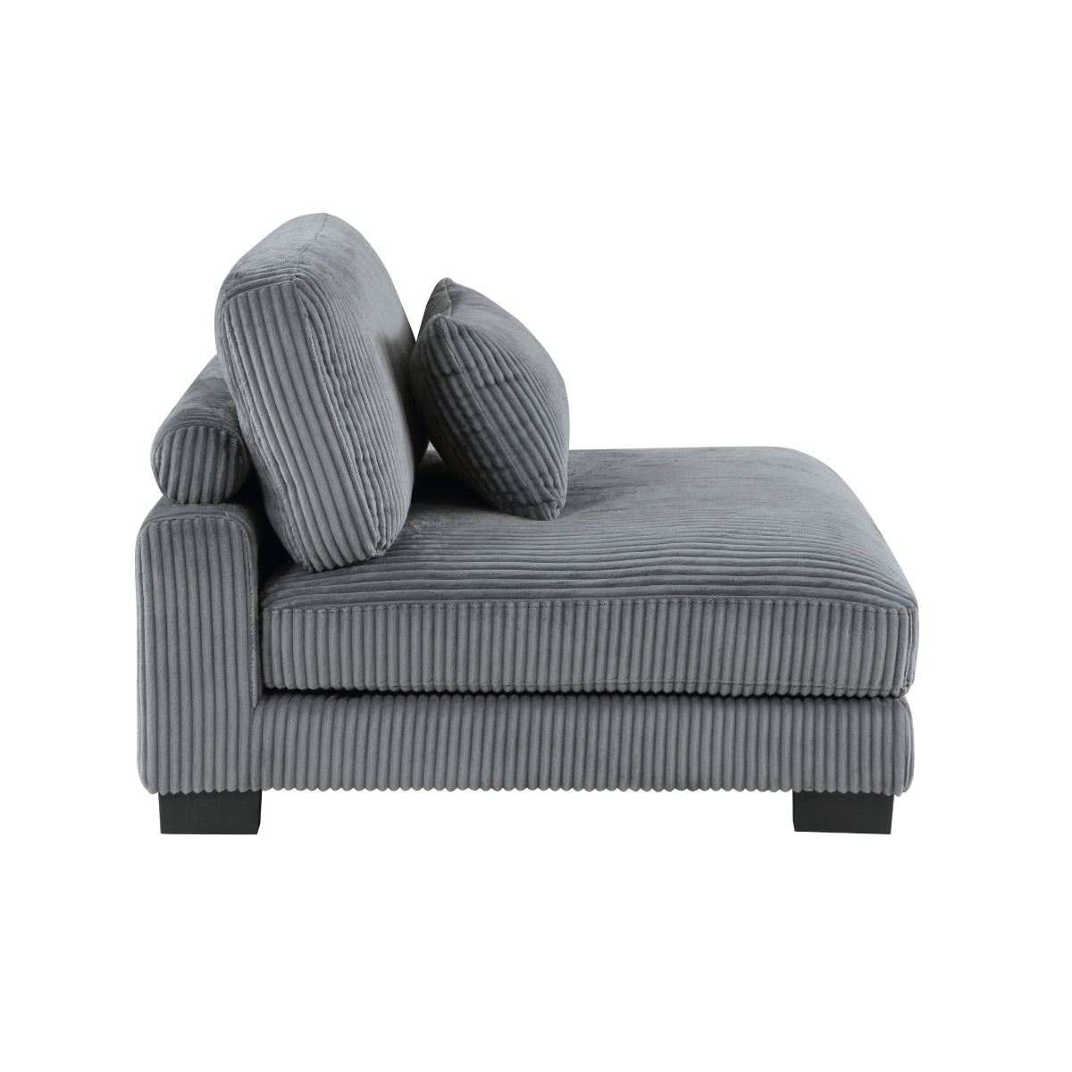 Gray Corduroy Armless Chair with Adjustable Back & Reversible Cushions - Modern Accent Chair for Living Room, Bedroom, or Office - Comfortable Reading & Relaxation Chair