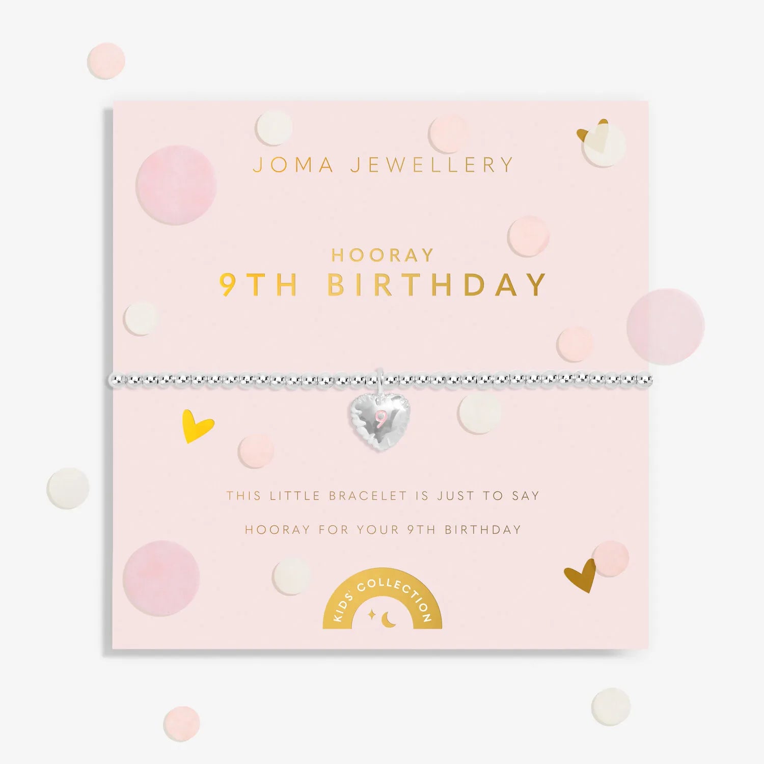Joma Jewellery Kids Confetti Bracelet - 9th Birthday Gift for Girls, Adjustable Beaded Friendship Bracelet, Party Favor for Birthdays & Celebrations | Perfect for Gifting, Playdates & Special Occasions