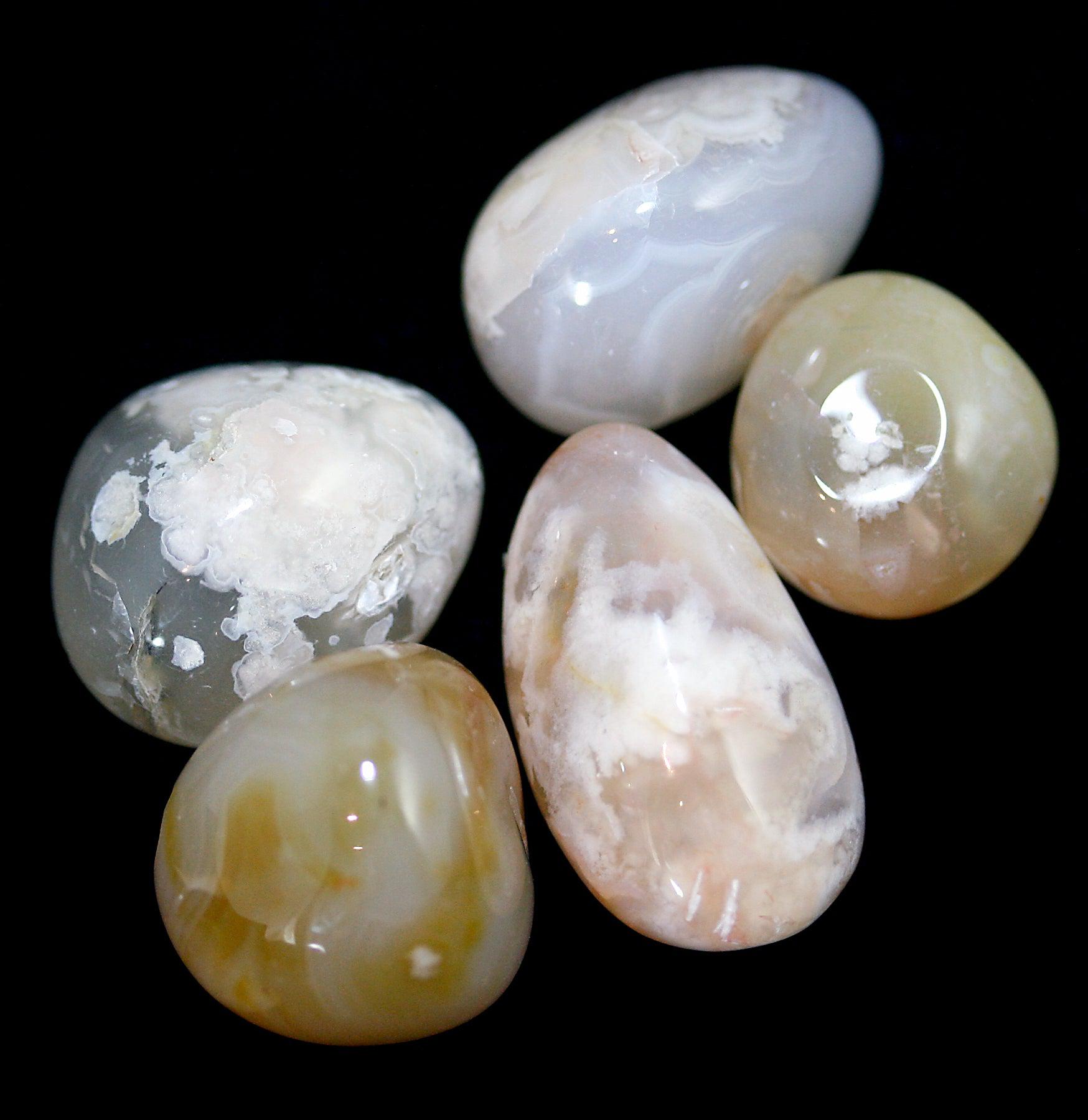 Tumbled Flower Agate Stone - Natural Healing Crystal for Meditation, Jewelry Making & Home Decor | Perfect for Stress Relief, Chakra Balancing & Spiritual Gifts