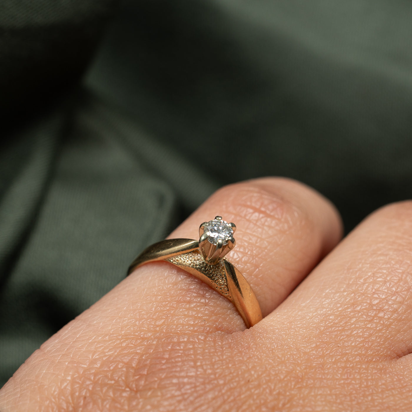 Solitaire Diamond Reverse Tapered Ring 0.17ct Size 6 - Elegant Wedding Band, Anniversary Gift for Her, Perfect for Engagement & Special Occasions