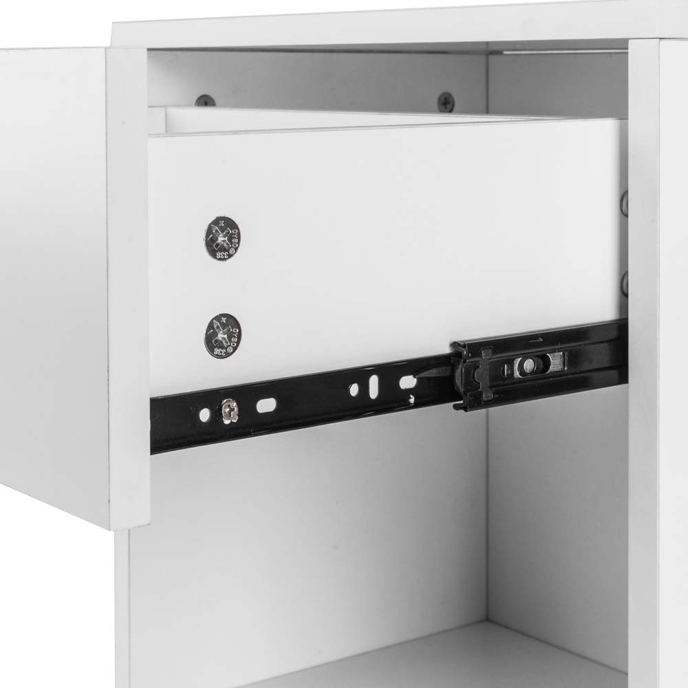 2PC White Nightstand with Drawer & Storage Shelf - Modern Bedside End Table for Bedroom, Living Room, or Office - Perfect for Small Spaces & Home Organization
