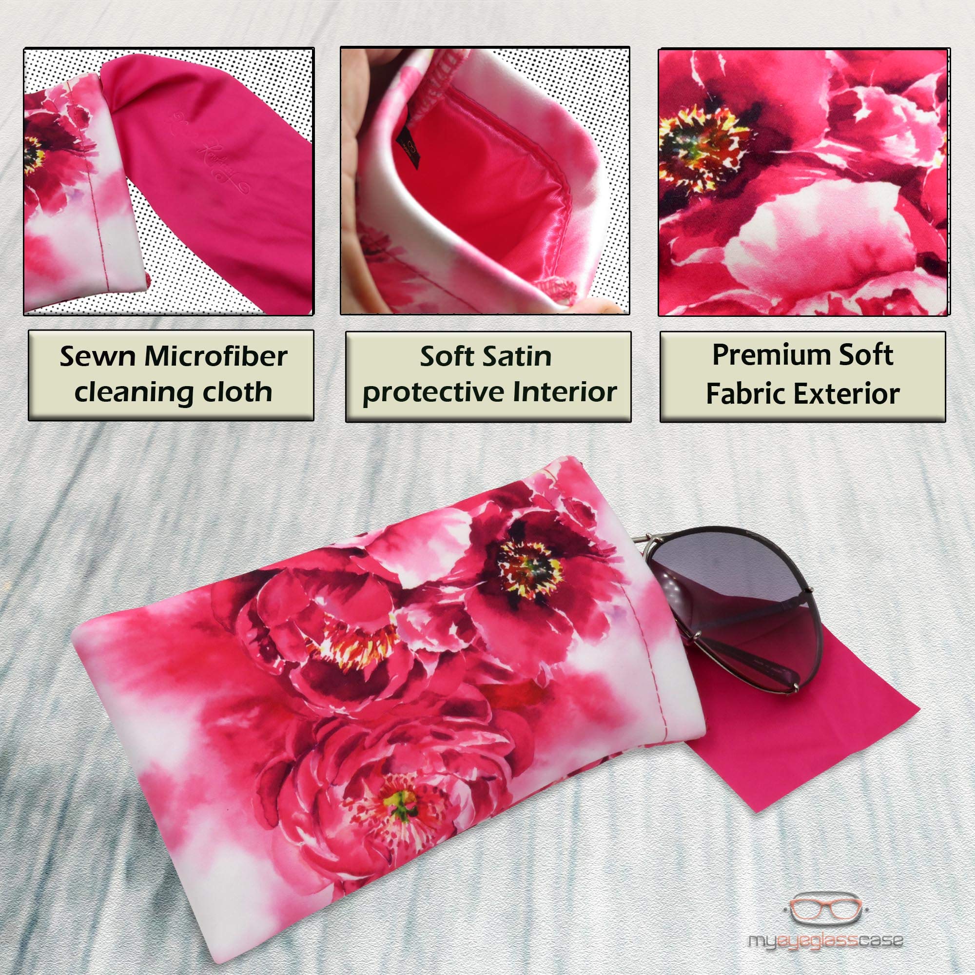 Soft Sunglasses Case with Squeeze Top - Large Glasses Holder Pouch, Lightweight Eyeglass Case with Extra Layers for Travel, Gym & Everyday Protection