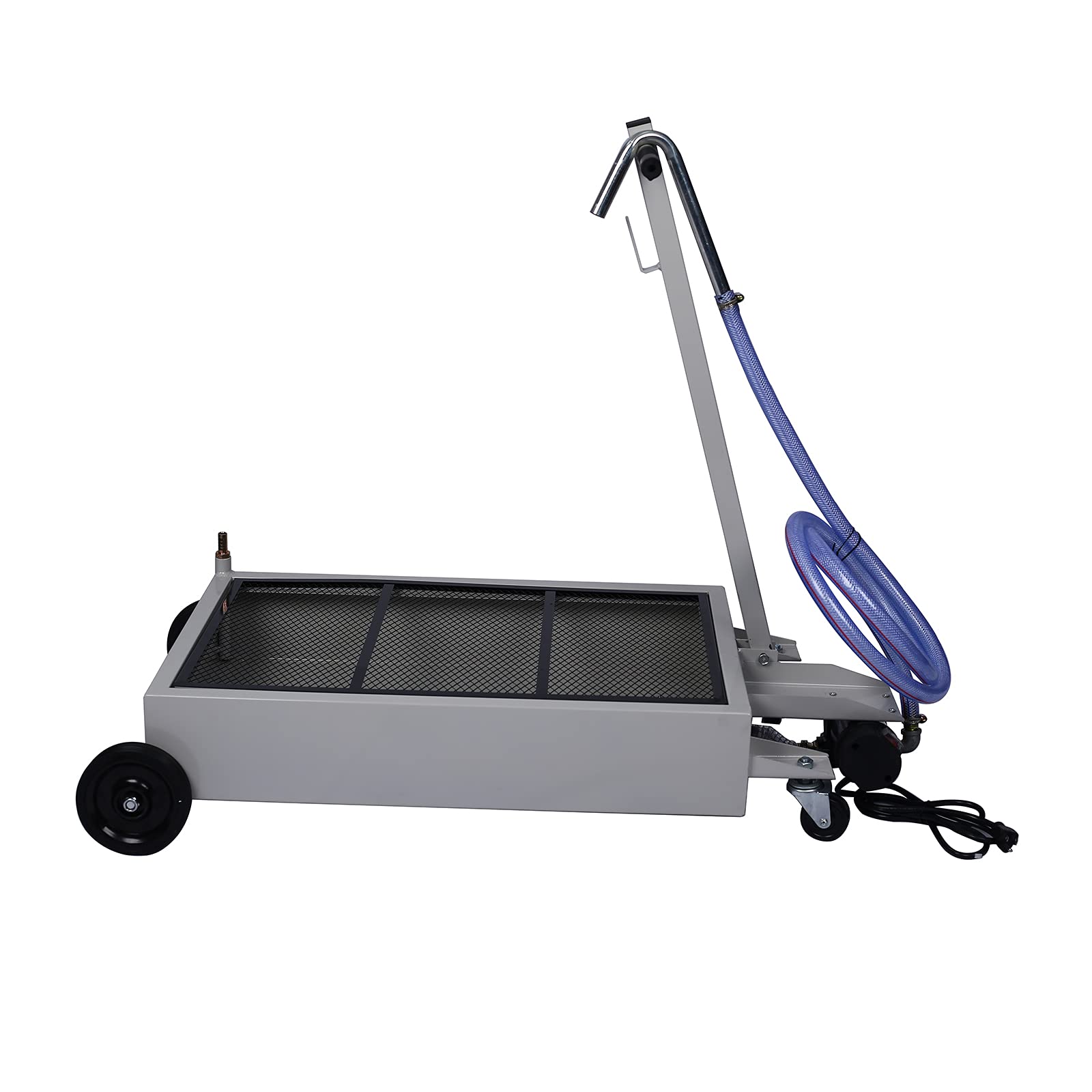 15 Gallon Oil Drain Pan with Electric Pump - Low Profile Portable Oil Change Tank with 7' Hose & Swivel Wheels for SUV, Truck, and Car Maintenance - Perfect for DIY Oil Changes at Home or Garage