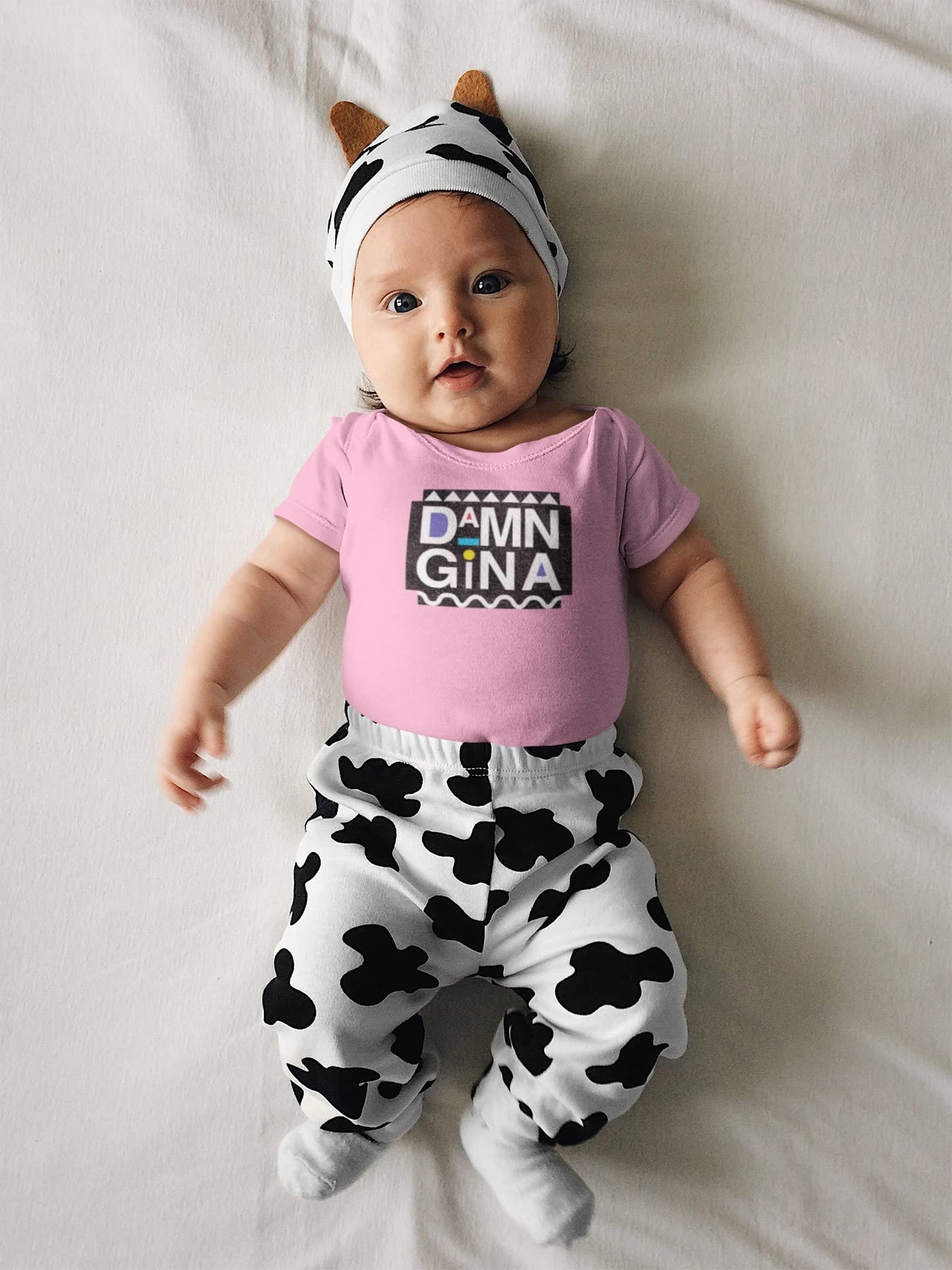 Pop Threads Damn Gina Baby Bodysuit - Retro 90s Funny Infant Outfit for Boys & Girls - Perfect Baby Shower Gift & Cute Casual Wear