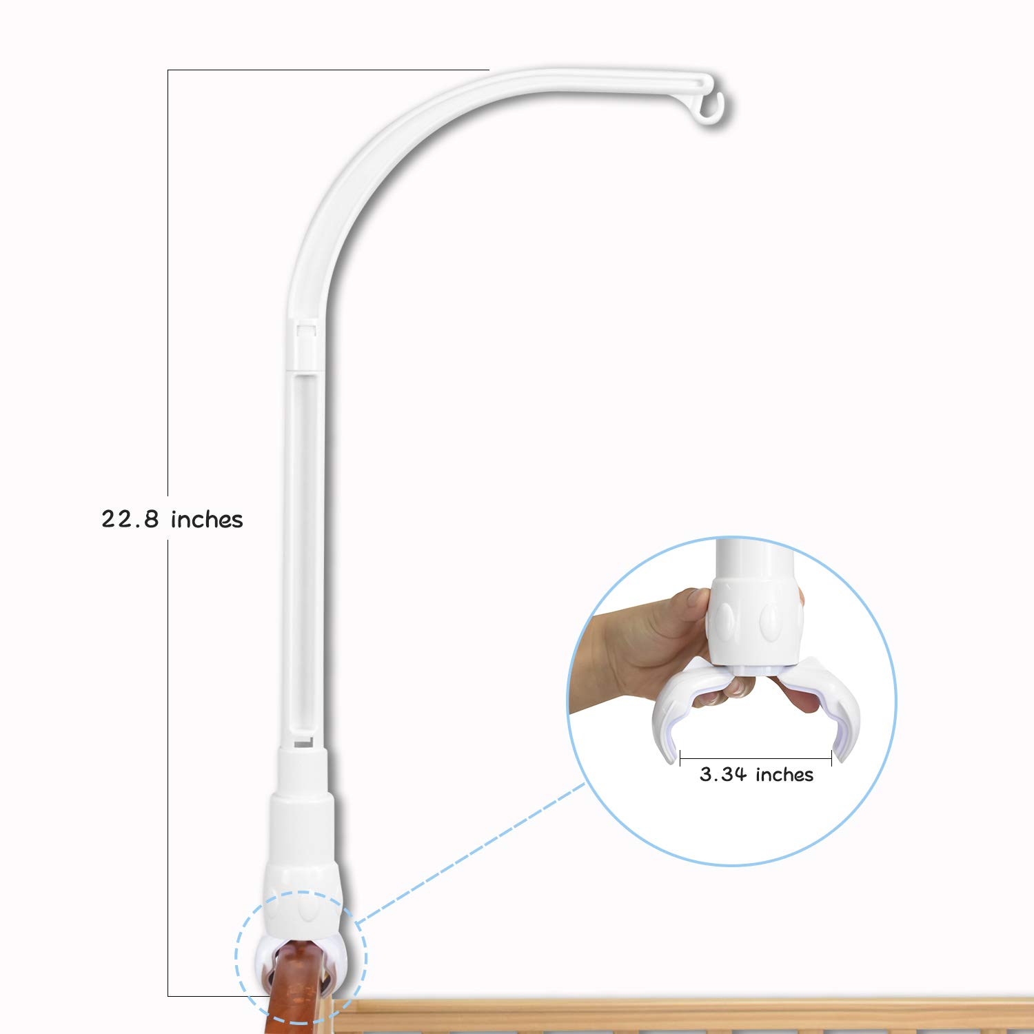 Adjustable Height Baby Crib Mobile Arm Stand - 32 Inches White DIY Nursery Hanger for Newborns & Infants - Perfect for Bedroom Decor, Baby Showers, and Gift Ideas