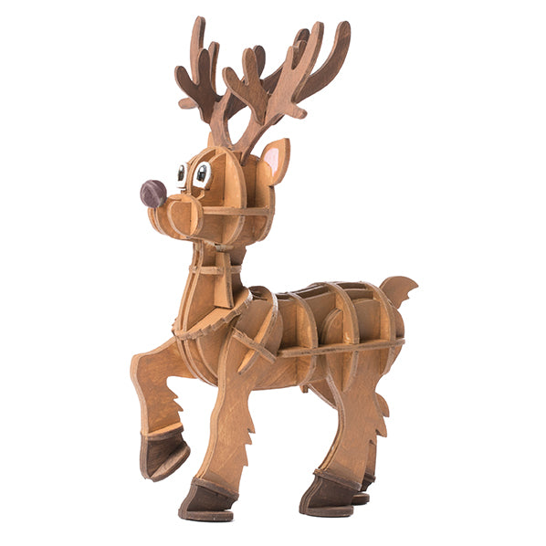 IncrediBuilds Holiday Collection: DIY 3D Wooden Reindeer Puzzle Kit - Fun Christmas Craft for Kids & Adults - Perfect for Holiday Decor & Gifts
