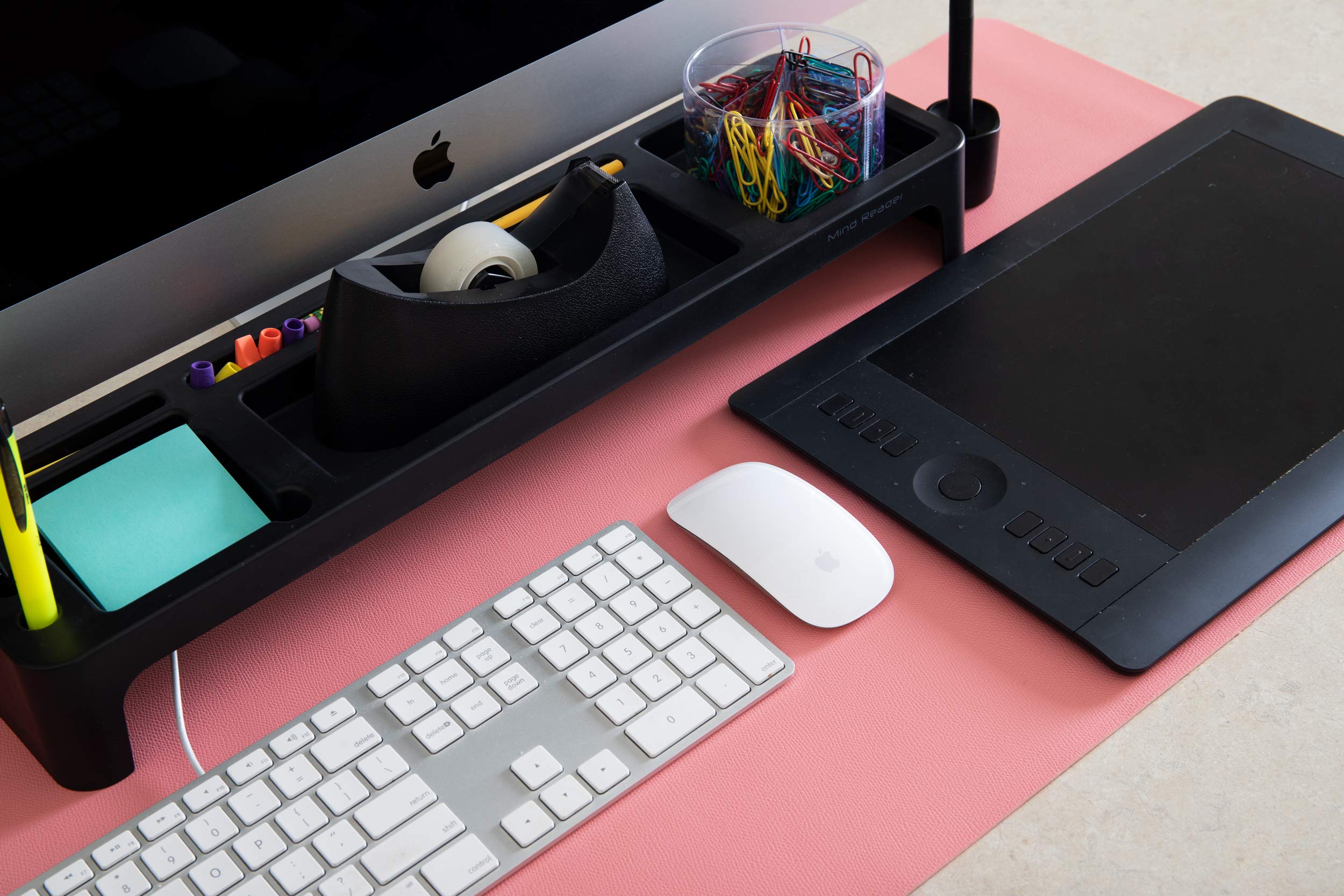 Mind Reader Non-Slip Office Mouse Pad - Medium Size Red Desk Protector for Computer, Gaming & Work | Ergonomic Mouse Mat for Home & Office Use