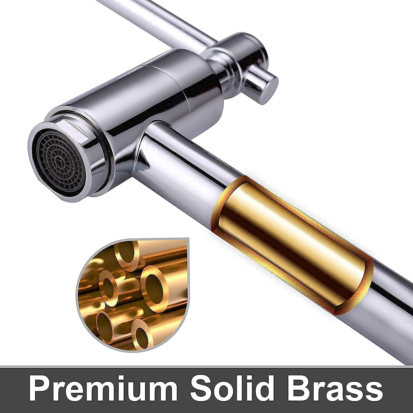 Solid Copper Chrome Wall Mount Pot Filler Faucet - Single Hole Folding Kitchen Faucet with Double Joint Swing Arm for Over Stove Installation | Perfect for Filling Pots, Pans & Large Containers While Cooking