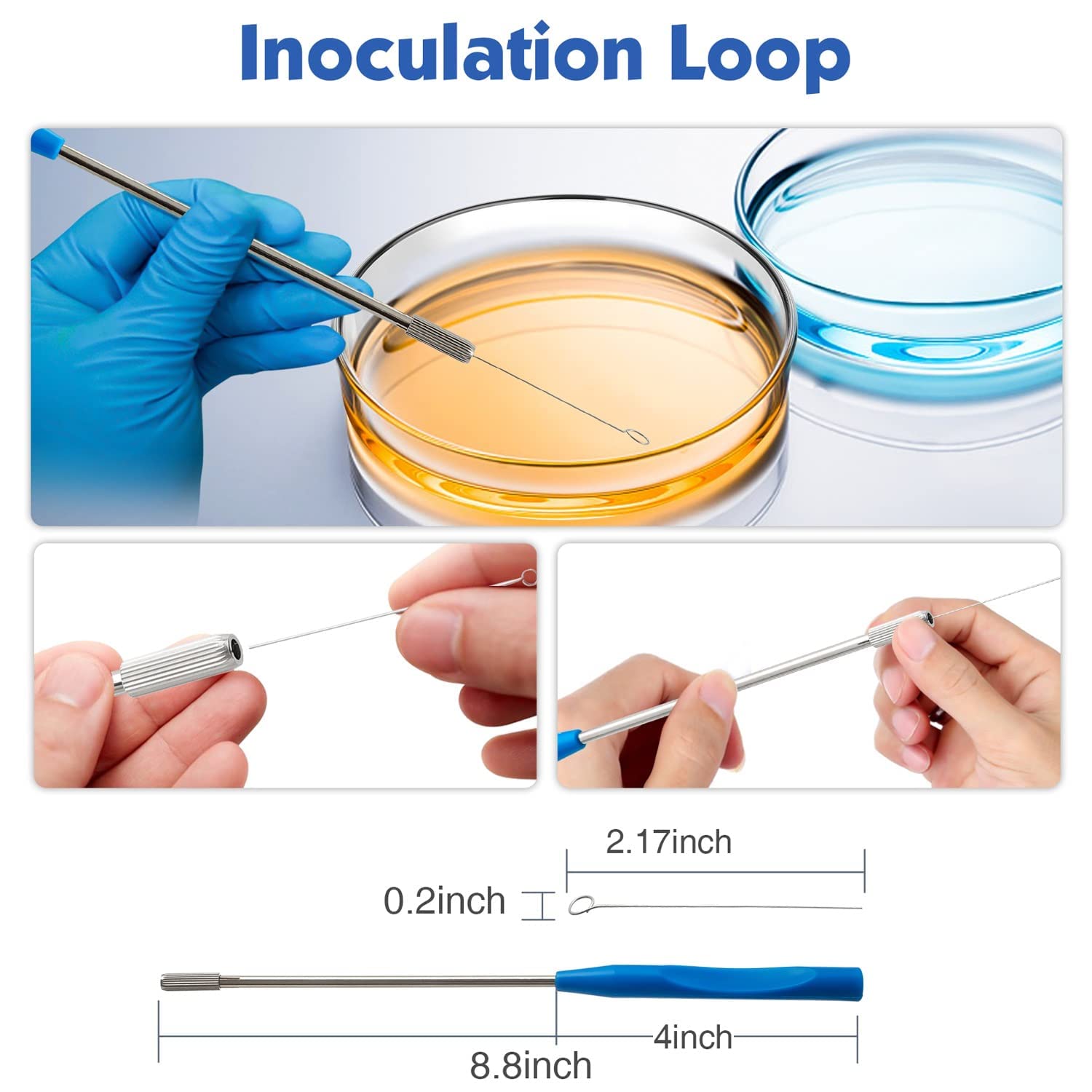 90mm Glass Petri Dishes with Lids - 10 Pcs Autoclavable Lab Petri Plates with Inoculation Loop - Reusable Glass Culture Dishes for Agar Plates, Mushroom Cultivation, Science Projects & Microbiology Experiments - Perfect for Labs, Classrooms & Home Science Kits