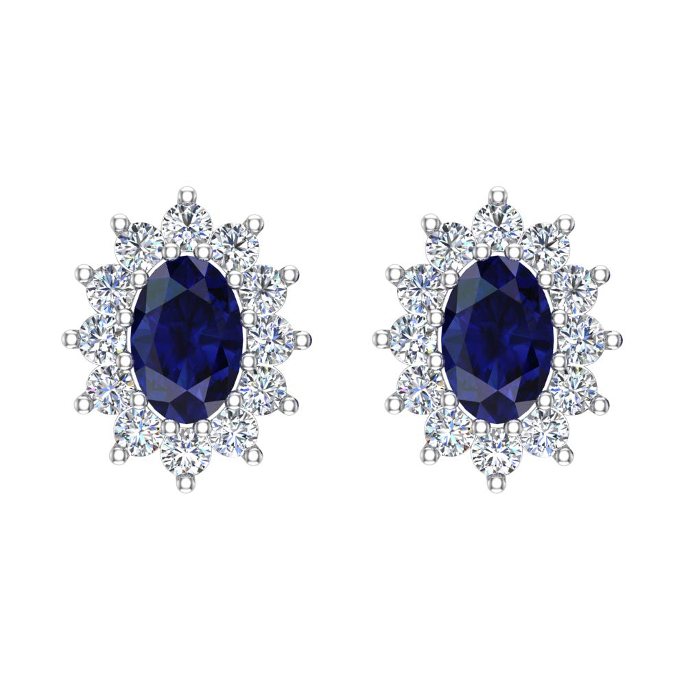 14K Gold Blue Sapphire Earrings for Women - 1.50 Carat September Birthstone Stud Earrings | Perfect Gift for Birthday, Anniversary & Special Occasions