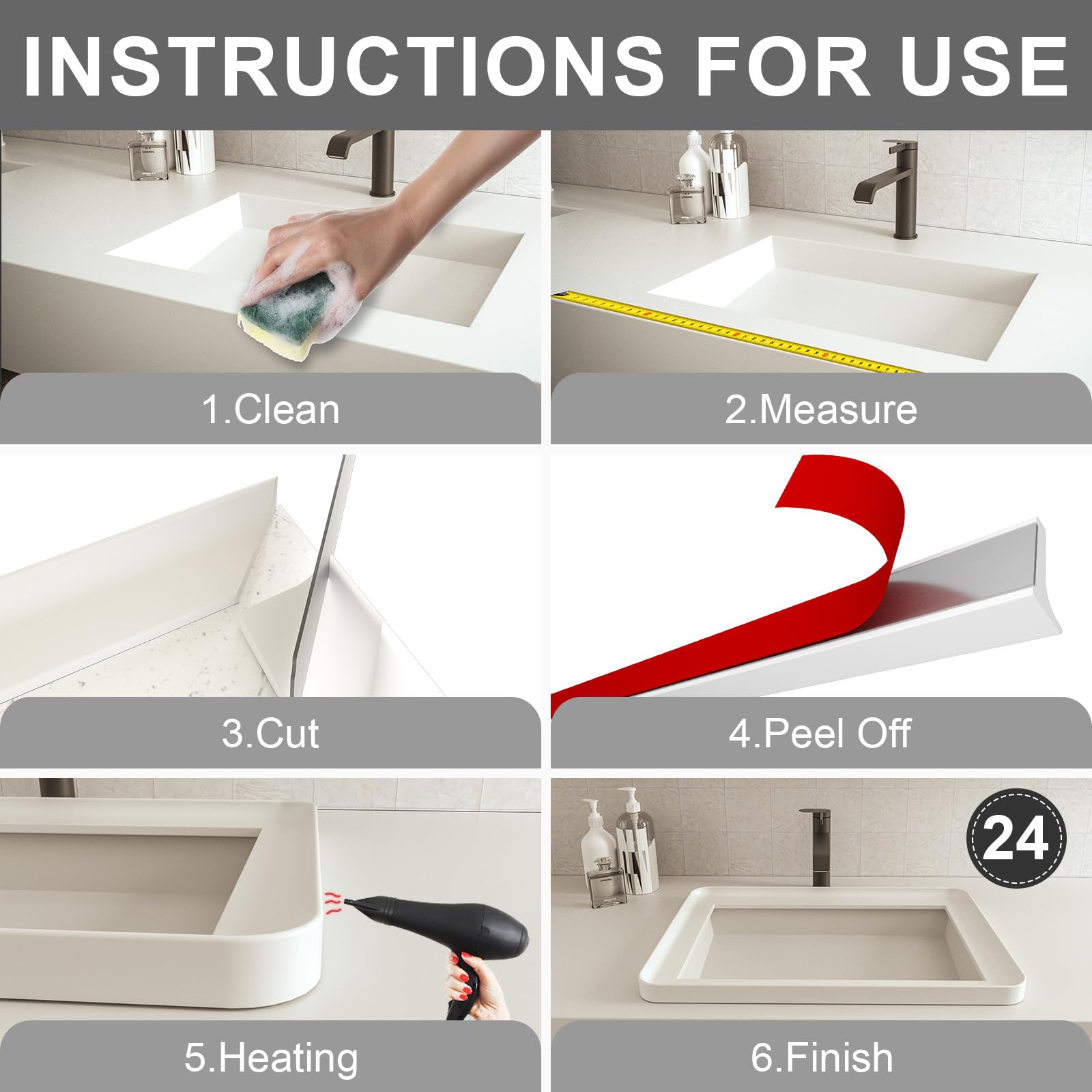 98 Inch Collapsible Shower Threshold Water Dam Barrier - Self-Adhesive Silicone Water Guard for Shower, Floor, Sink, Kitchen & Bathroom - Prevent Leaks & Floods in Homes, Apartments & RVs