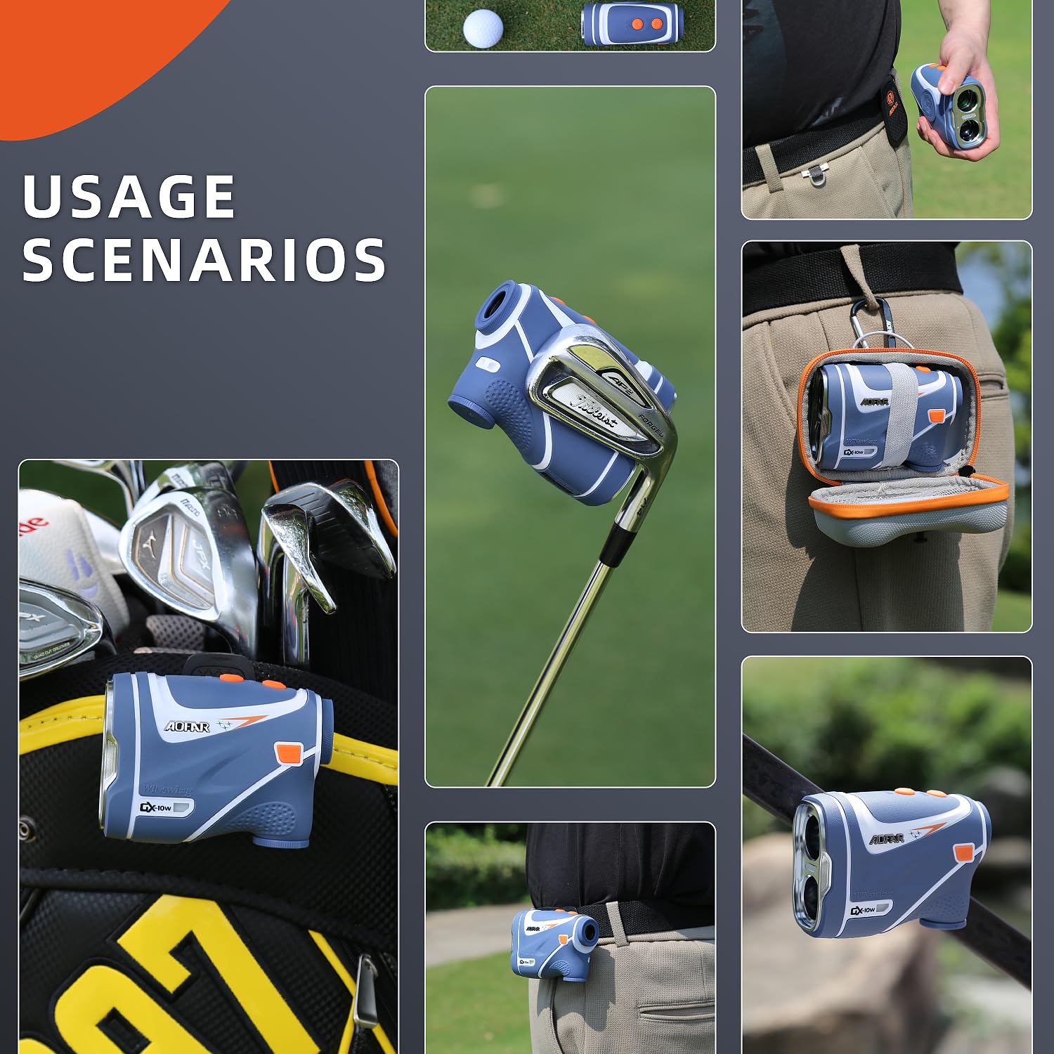 AOFAR GX-10W Golf Rangefinder with Auto RED Display, N52 Magnet Mount, Slope Switch & IPX4 Waterproof - Perfect for Golf Tournaments, Hunting & Outdoor Sports
