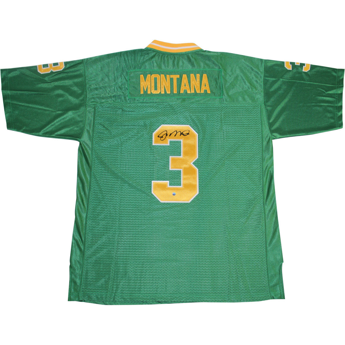 Joe Montana Autographed Green Notre Dame #3 Custom Football Jersey - Perfect for Collectors, Fans & Sports Memorabilia Displays