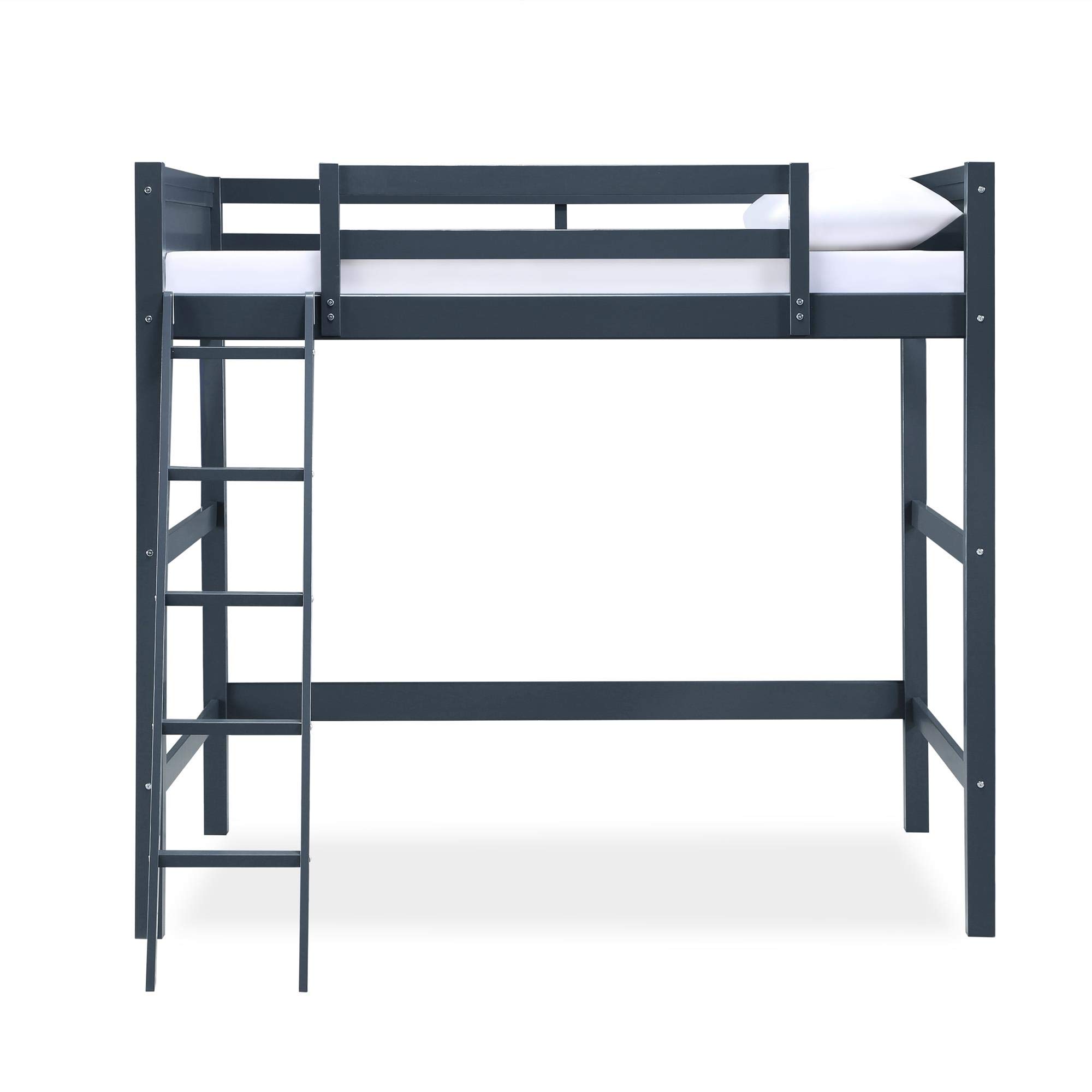 DHP Denver Full Size Loft Bed with Desk & Play Area - Blue Kids Bunk Bed with Safety Guardrails | Space-Saving Study & Sleep Solution for Small Rooms