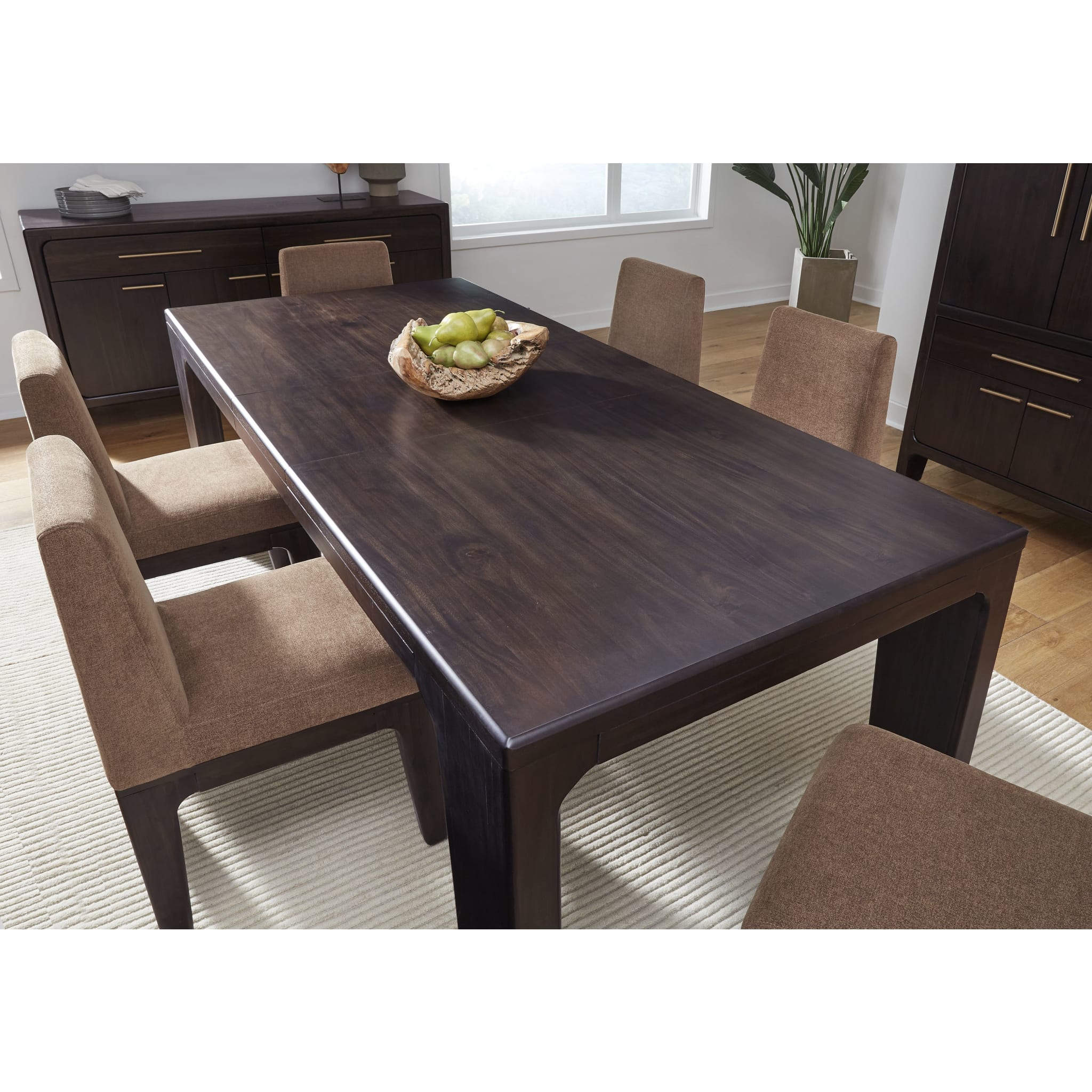 Extendable Acacia Wood Dining Table - Solid Wood Jaguar Finish - Expandable for Large Gatherings - Perfect for Dining Room, Kitchen, or Outdoor Entertaining
