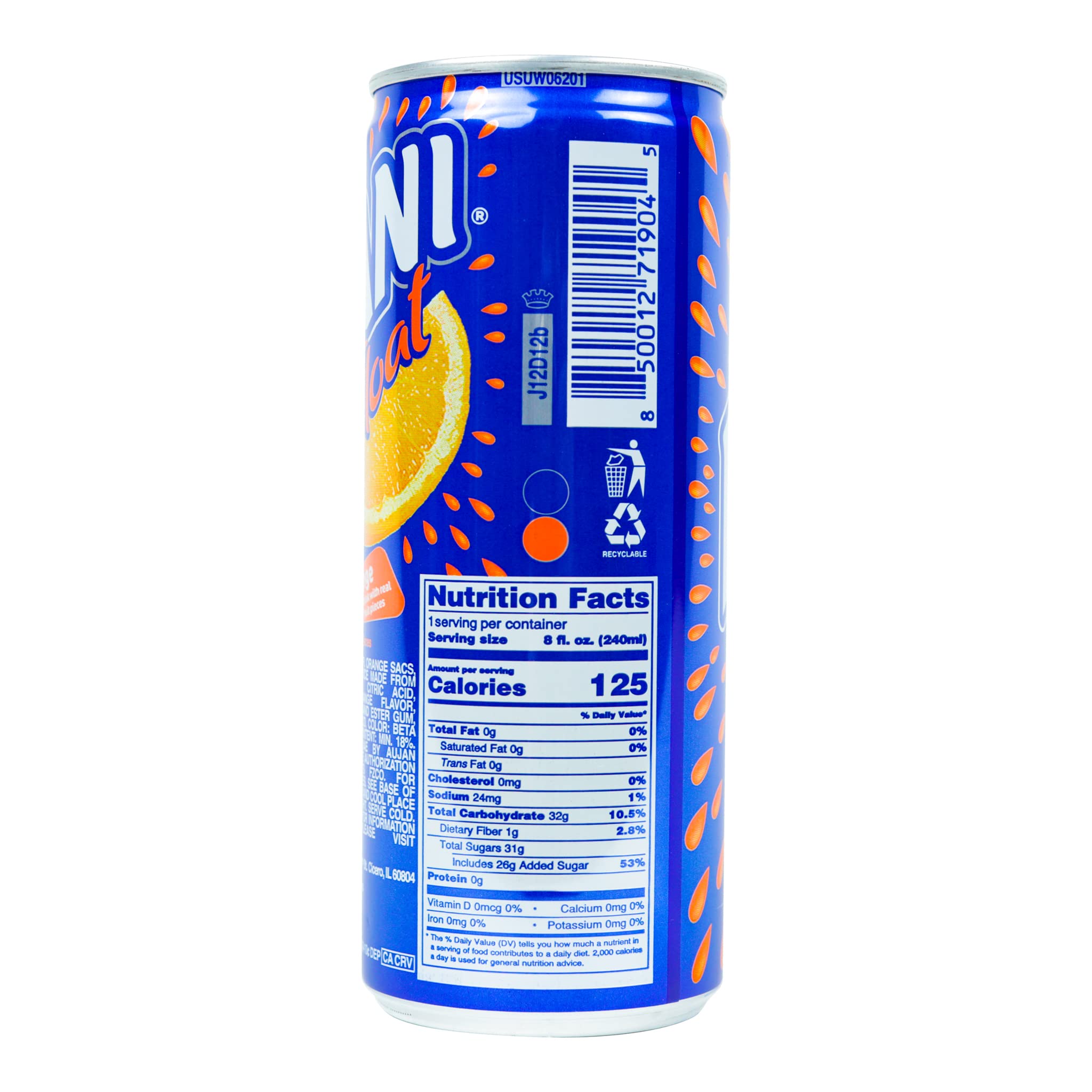 Rani Float Orange Juice with Real Fruit Pieces - Low Sugar 8 oz (Pack of 24) | Imported from Dubai | Perfect for Breakfast, Snacks & Healthy Hydration
