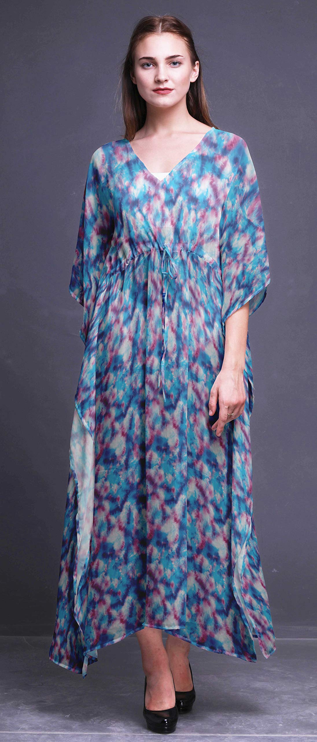 Bimba Beach Kaftan - Women's Flowy Maxi Dress Cover Up, Long Summer Kimono for Pool, Beach Vacation & Boho Outfits