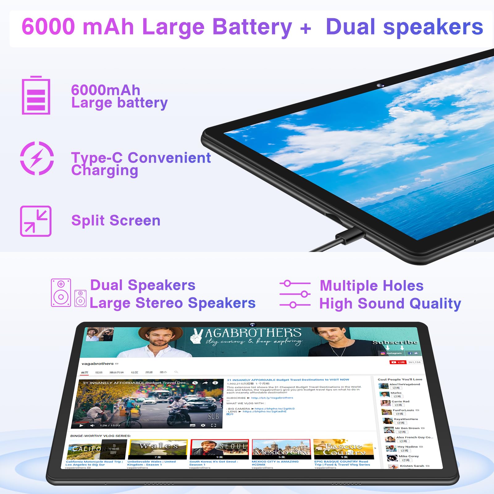 ZIOVO 10 Inch Android 13 Tablet with 12GB RAM 128GB ROM (Expandable to 1TB), 5G WiFi, Octa-Core 2.0GHz Processor, Bluetooth 5.0, 8MP+5MP Dual Camera, 6000mAh Battery - Kids Tablet with EVA Protective Case (Green) - Perfect for Online Learning, Gaming & Entertainment
