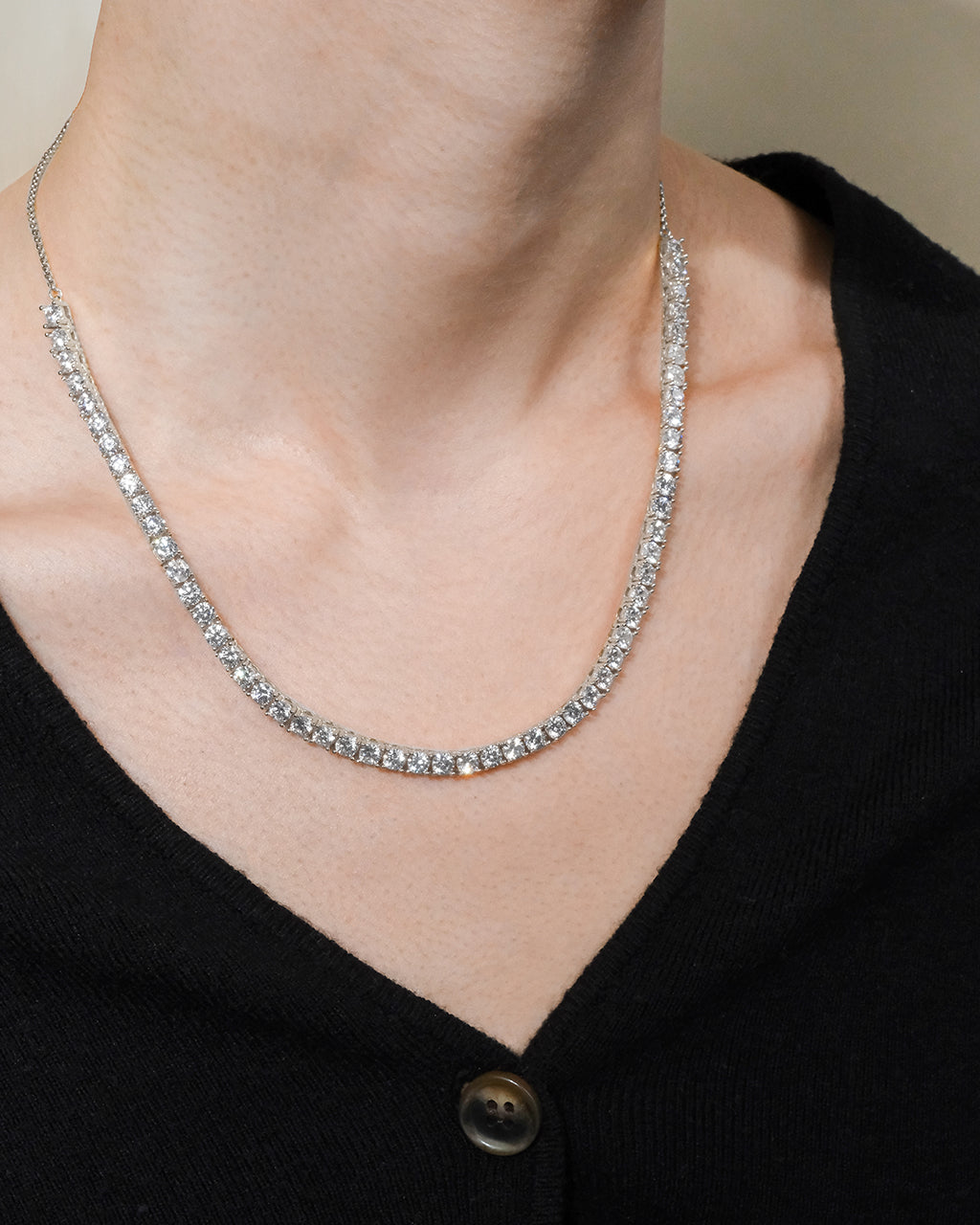 Adjustable CZ Tennis Necklace for Women - 14K Gold Plated Cubic Zirconia Choker - Perfect for Parties, Weddings & Evening Events