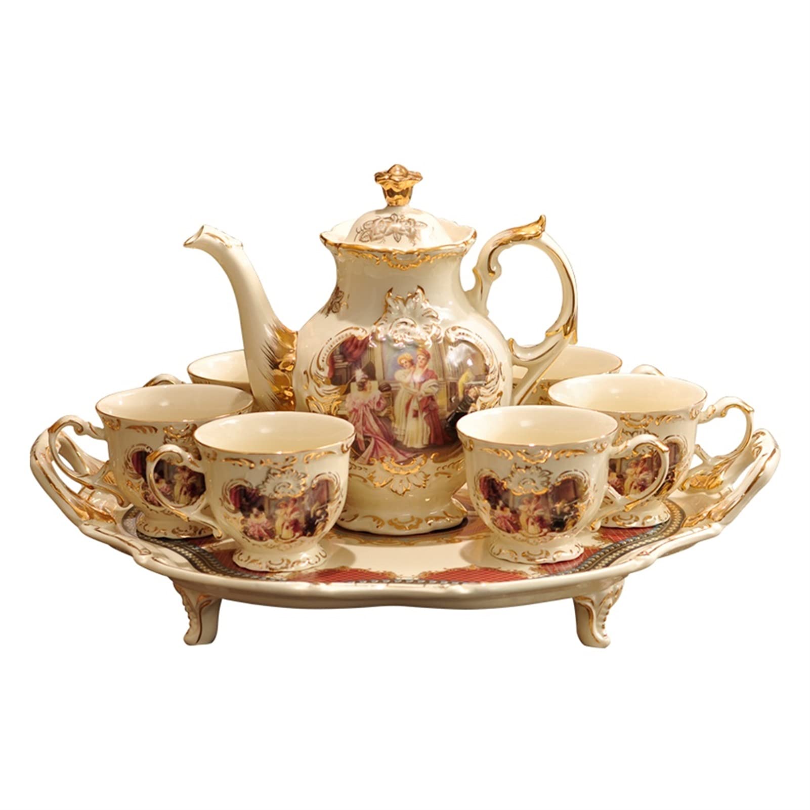 Premium European Style Coffee Cup Set - Elegant Ceramic Tea Cup with Handle & Tray for Afternoon Tea, Home Decor, or Gift (Color: A) | Perfect for Coffee Lovers, Tea Parties, and Stylish Kitchen Accessories