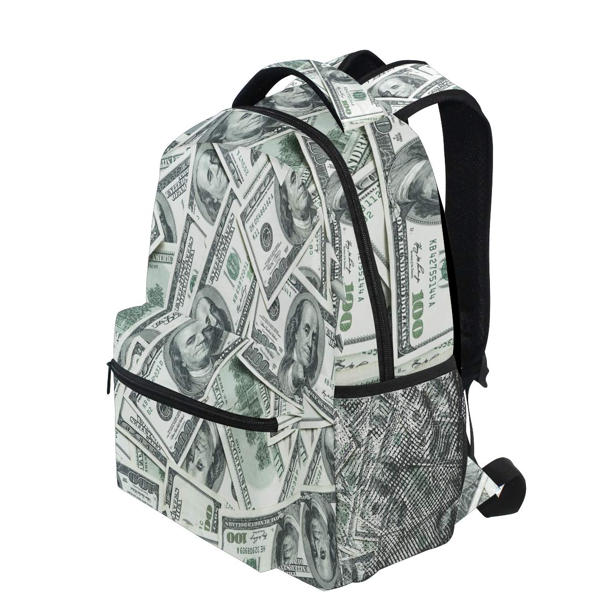 Funny Dollar Print Backpack - Stylish Unisex School Bag for College, Travel & Hiking - Durable Zipper Bookbag & Shoulder Daypack for Men & Women - Perfect for Campus, Commuting & Outdoor Adventures