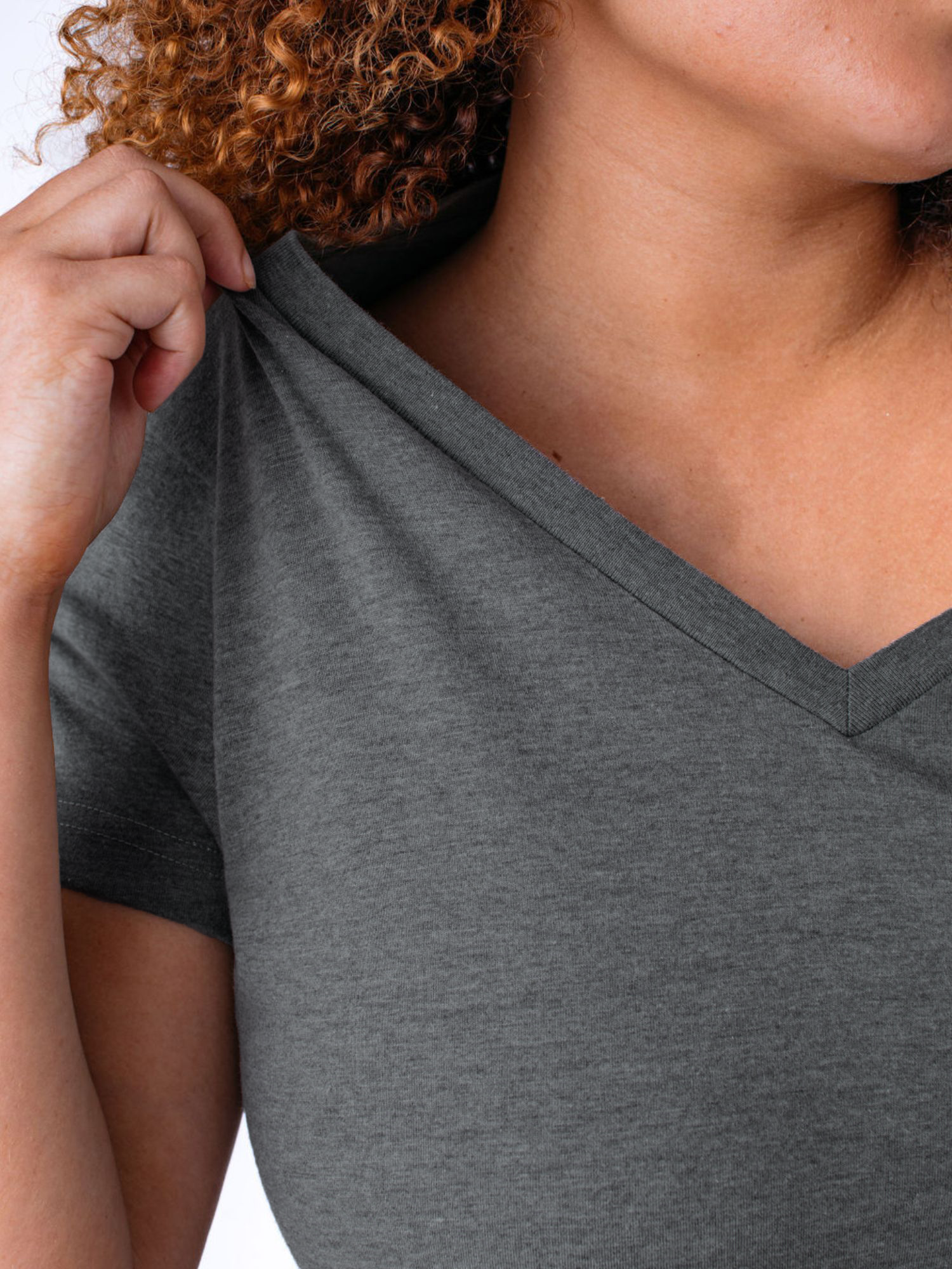 Women's Carbon Grey V-Neck T-Shirt - Soft Cotton Casual Tee for Everyday Wear | Perfect for Work, Outings & Layering