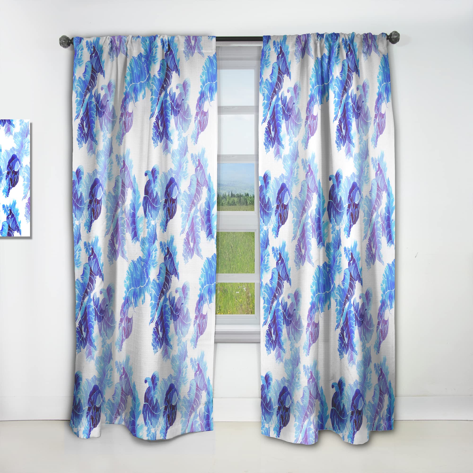 DesignQ Thermal Insulated Curtains - Abstract Leaves Pattern Single Panel (52x108) for Bedroom & Living Room - Energy Saving Blackout Drapes for Home Decor & Privacy