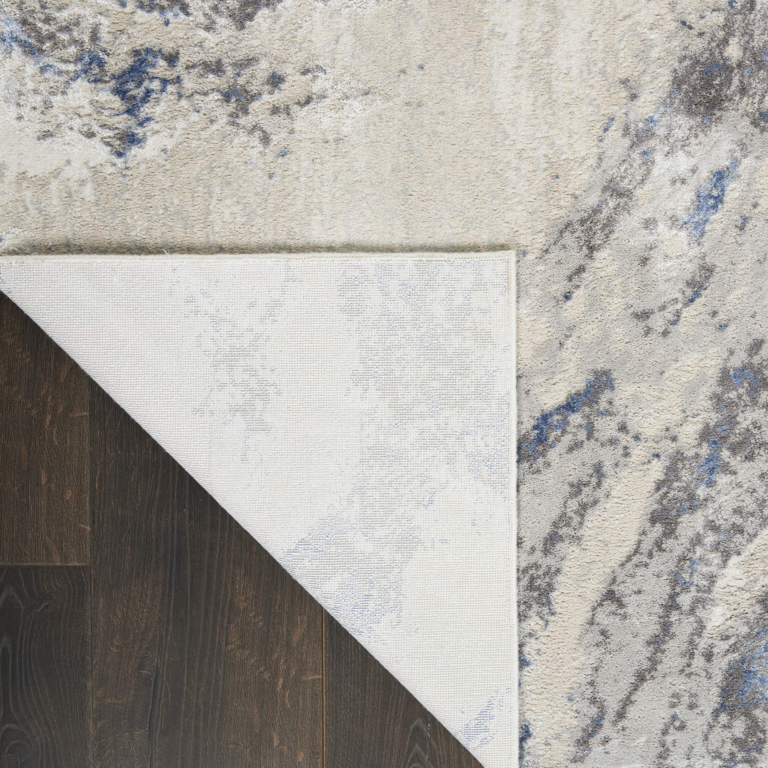 Nourison Sleek Textures Modern Blue Ivory Grey 7'10