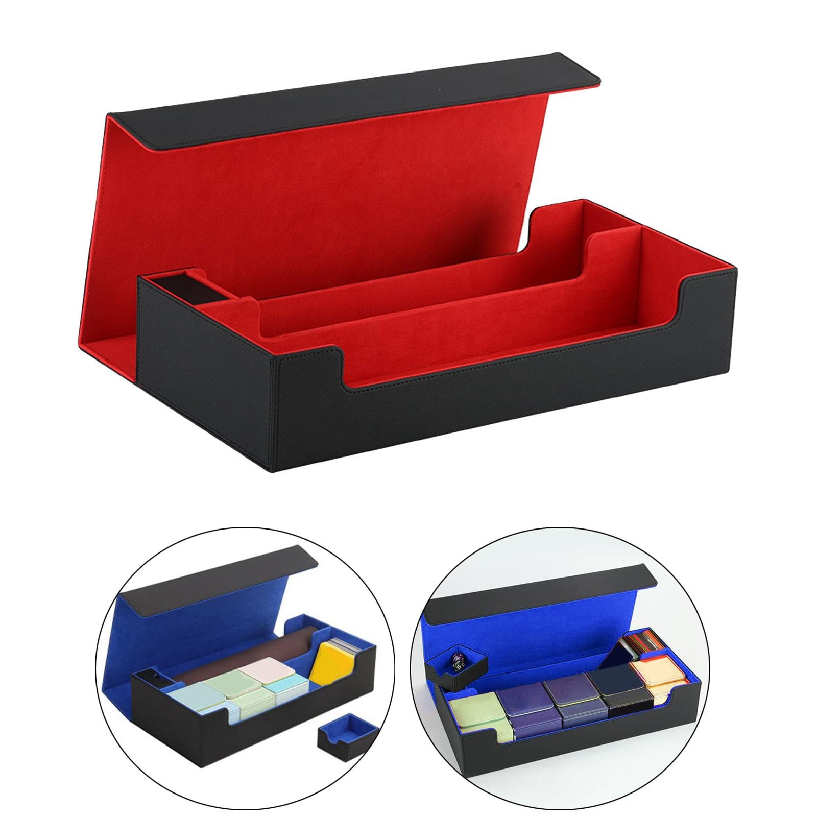 MERIGLARE Card Deck Box - Premium Sleeved Cards Holder for 600+ Collectible Cards | Durable Game Card Organizer & Sports Card Storage Case (Black/Red) - Perfect for MTG, Pokémon, Yu-Gi-Oh! & Trading Card Collectors