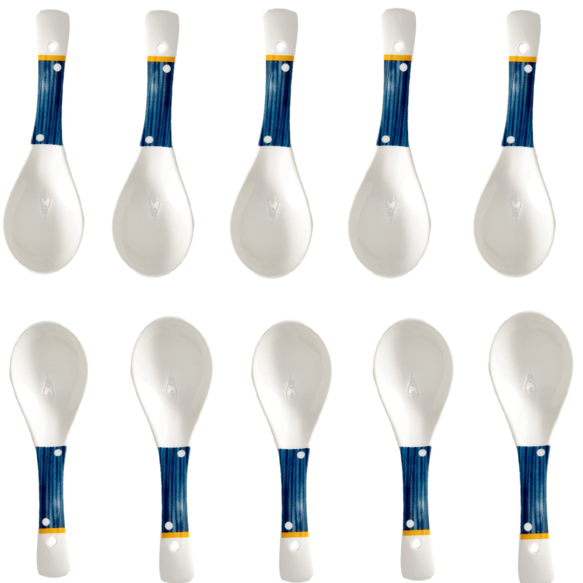 10-Piece Ceramic Soup Spoon Set - Durable Porcelain Chinese Soup Spoons for Ramen, Noodles & Rice - Elegant White Dining Utensils for Asian Cuisine, Home Restaurants & Gift Giving