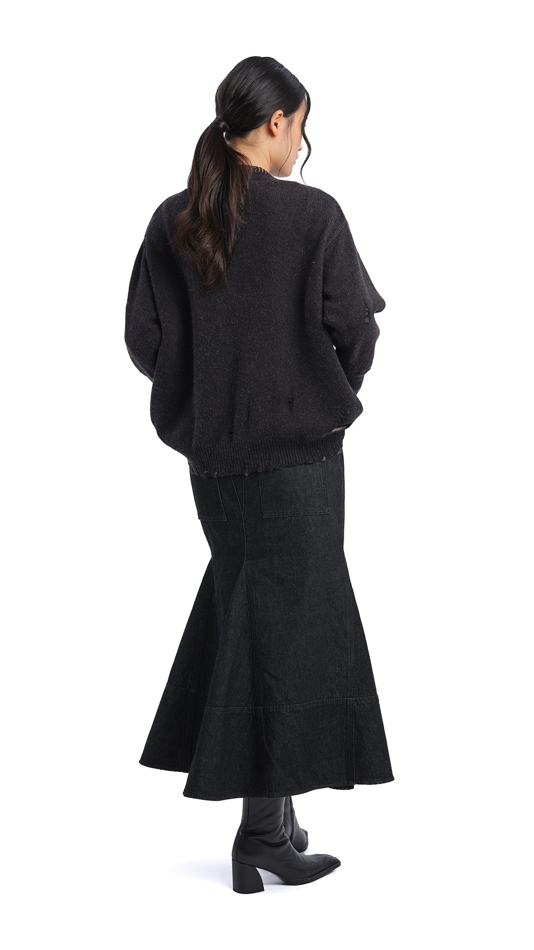 Stylish High Waist Denim Fishtail Skirt for Women - Trendy A-Line Midi Skirt with Side Pockets - Perfect for Casual Outfits, Date Nights & Office Wear