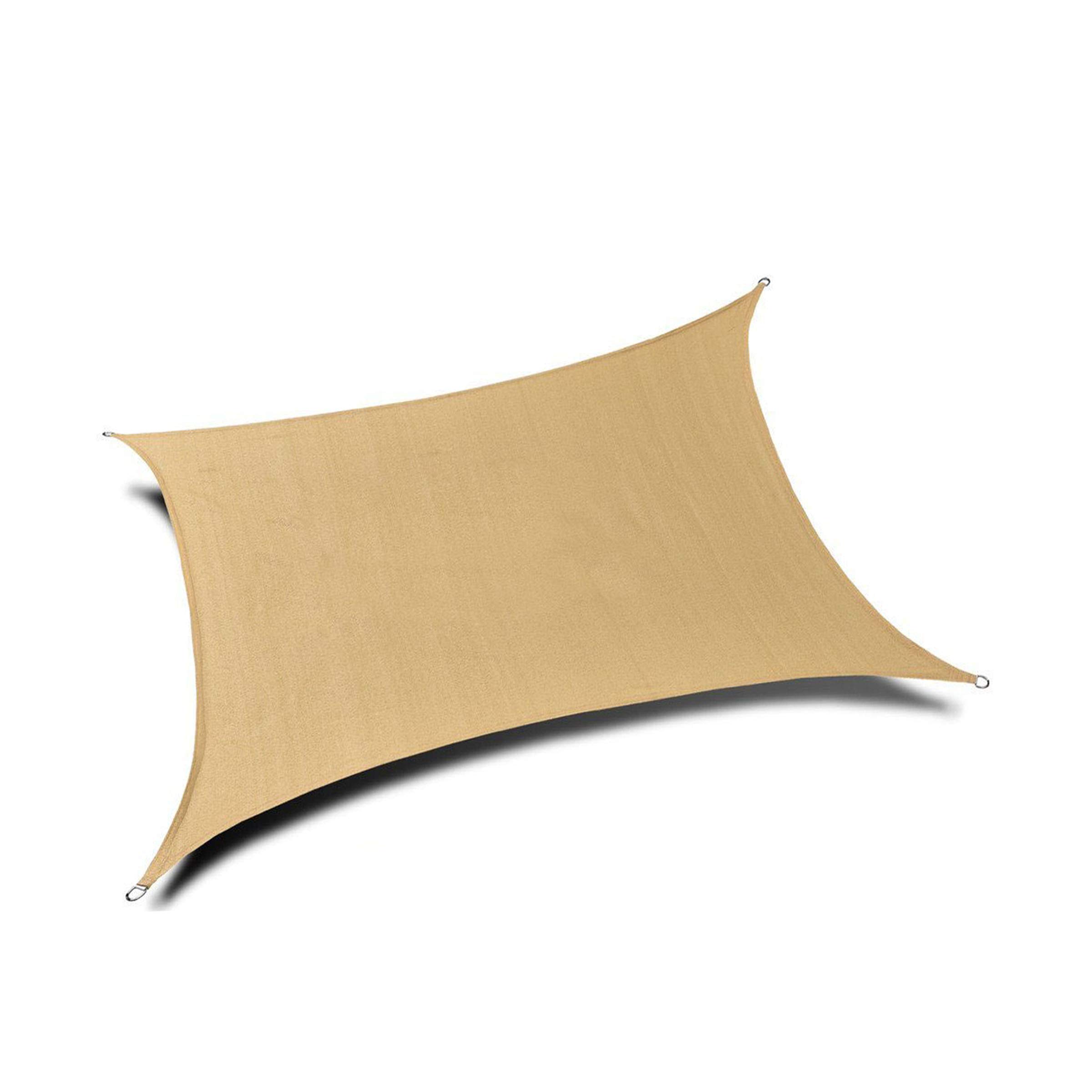 20x13 Ft. Rectangle Sun Sail Shade - Durable Woven Outdoor Patio Fabric with 90% UV Protection, Desert Sand - Perfect for Backyard, Pool, and Garden Shade