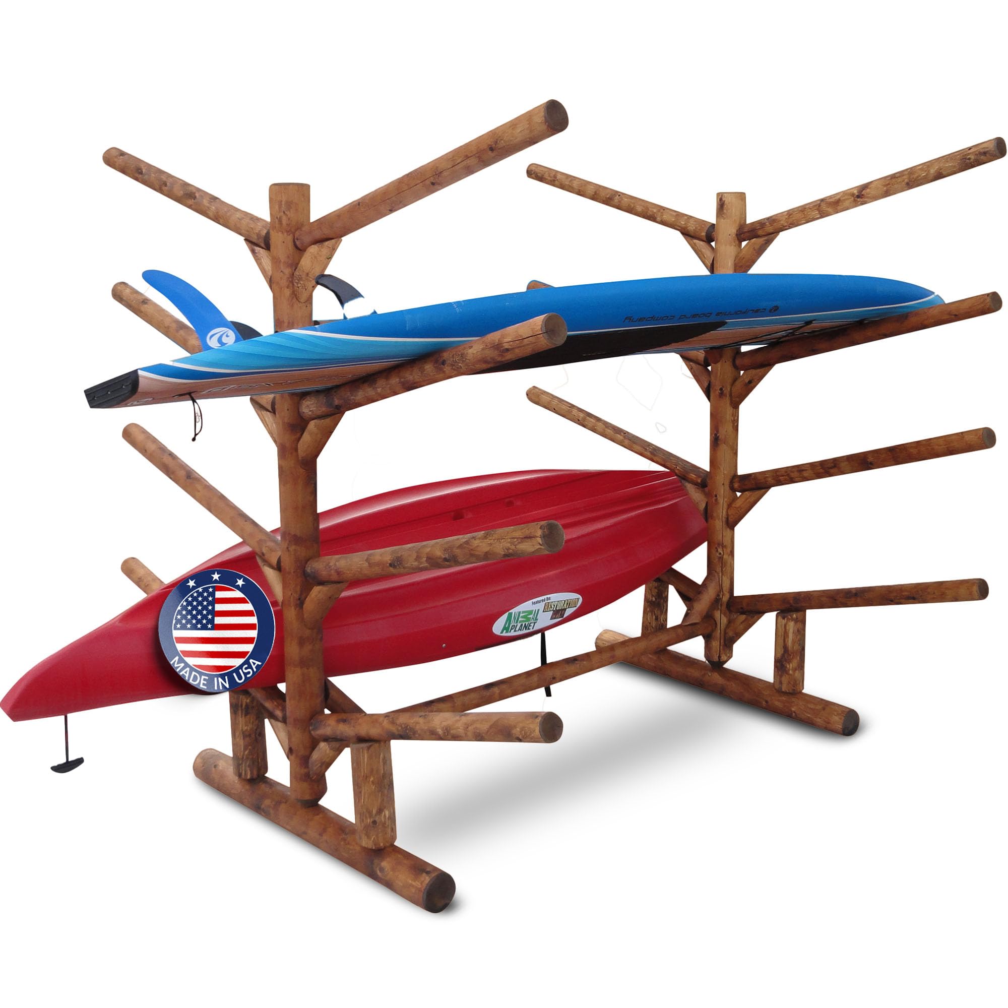 8-Place Freestanding Kayak Rack - Heavy Duty Kayak & SUP Storage Rack for Outdoor, Garage or Dock - Perfect for Kayaks, Paddle Boards & Surfboards - Ideal for Backyard, Beach House or Boat Storage