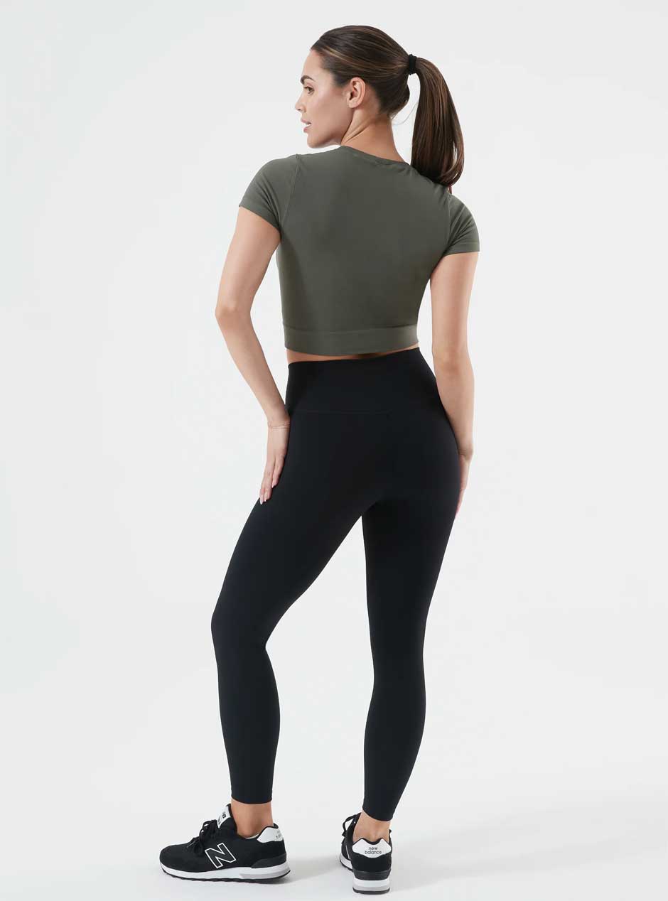 NUX Active Women's Favorite Crop Top - Breathable Workout Shirt for Yoga, Running & Gym in Evergreen Green