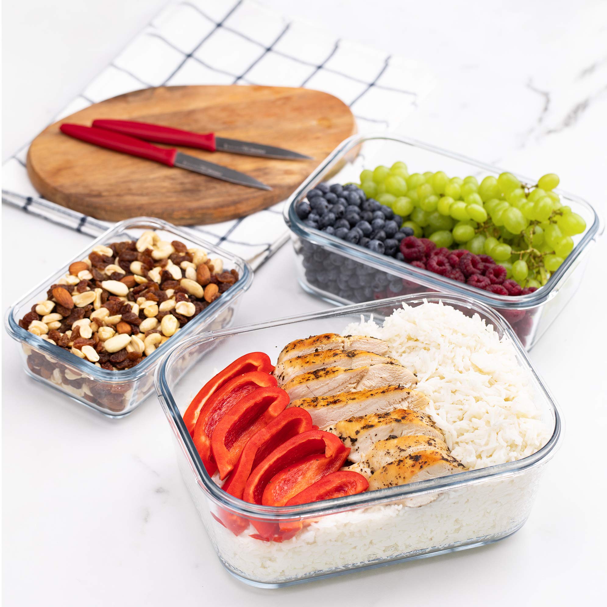 Large Glass Food Storage Containers with Locking Lids - 3-Piece Baking Dish Set (120oz, 70oz, 35oz) | Leakproof, Oven-Safe for Meal Prep, Serving & Leftovers | Perfect for Kitchen Organization, Meal Prepping & Holiday Entertaining