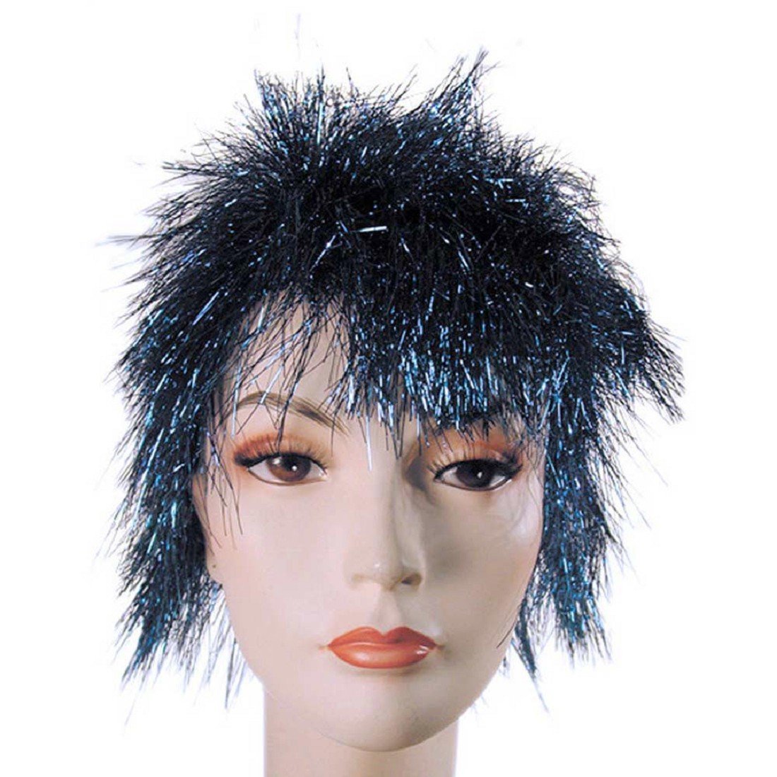 Punk Rock Wig with Tinsel - Spiky Colorful Synthetic Hair for Cosplay, Halloween & Costume Parties | Perfect for Punk Rockers, Goth & Alternative Fashion Lovers