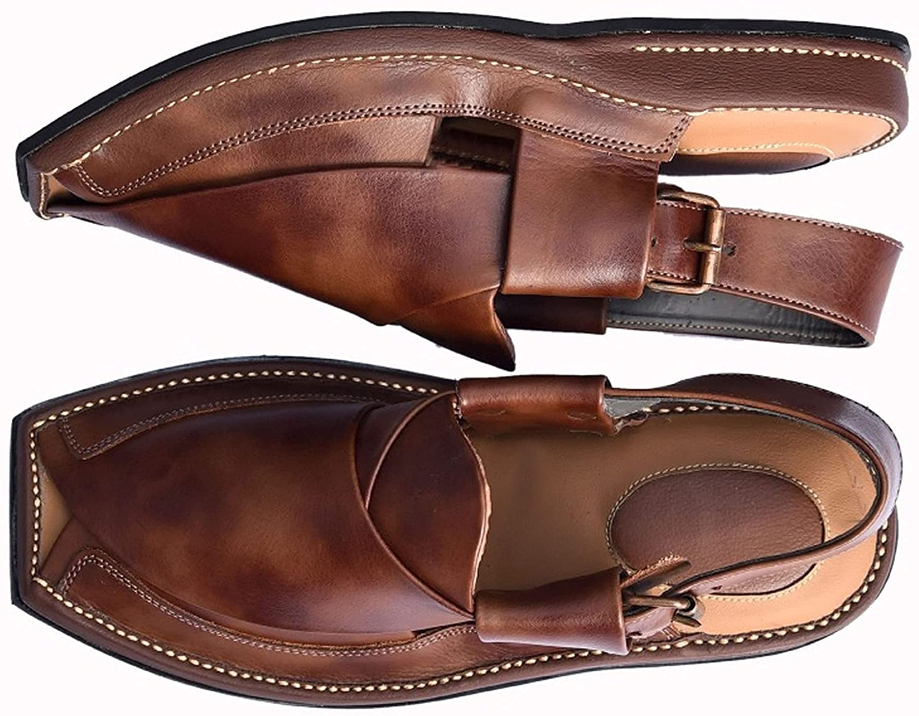 Men's Genuine Cowhide Leather Sandals - Double Sole Comfortable Summer Shoes for Walking, Beach & Outdoor Activities
