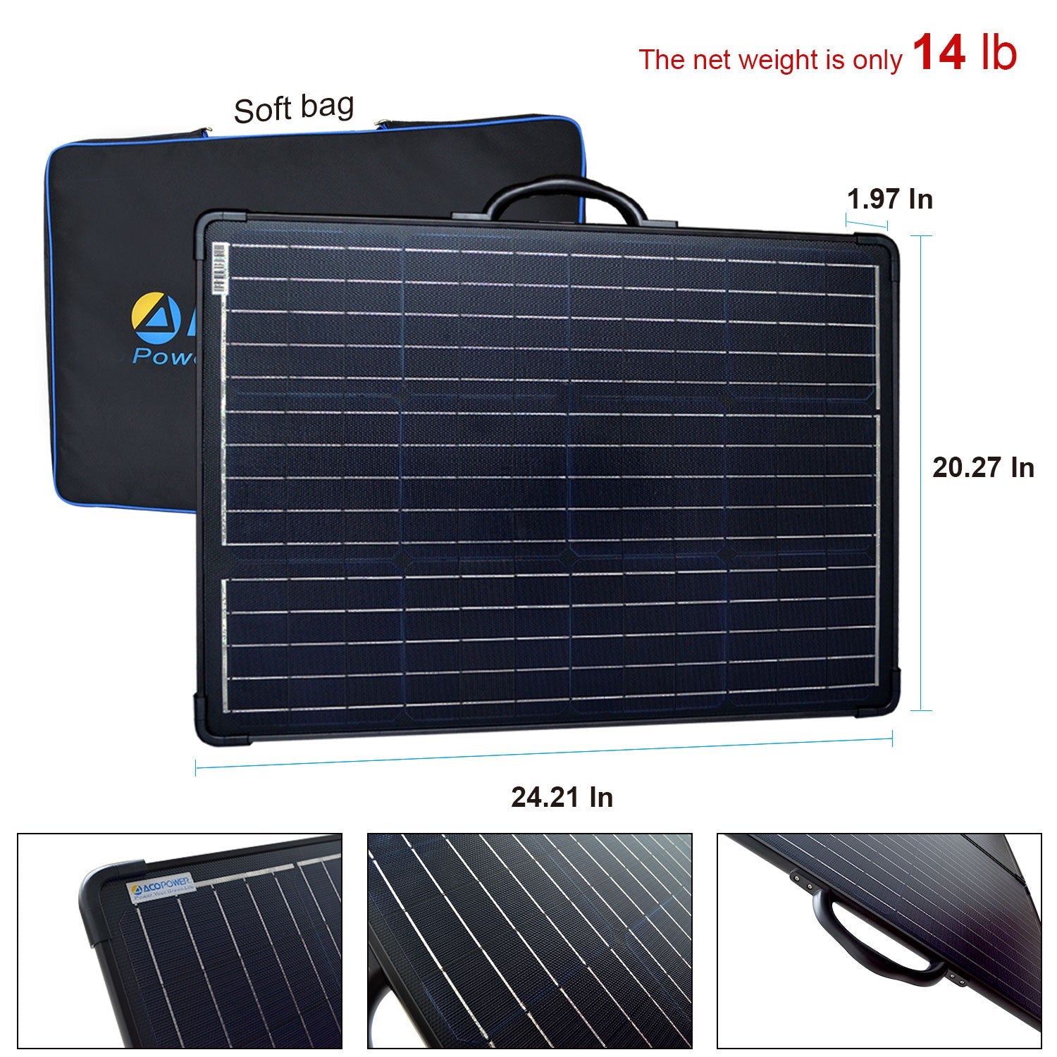Acopower 120W Foldable Solar Panel Kit with Controller - Portable & Lightweight Suitcase Design for Camping, RV, and Outdoor Power Needs