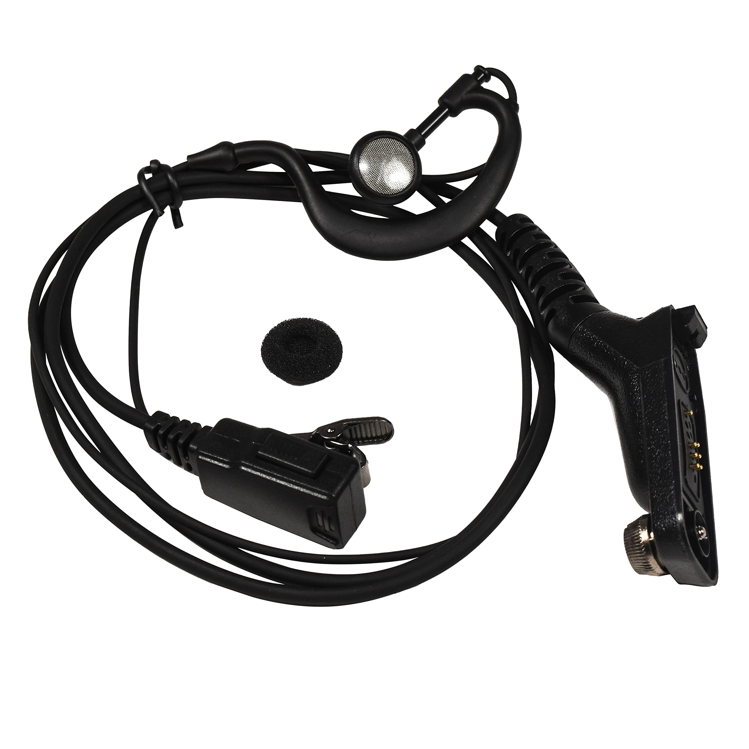 HQRP 2-Pack G-Shaped Earpiece Headset with PTT Mic - Compatible with Motorola XPR6300 XPR6350 XPR6380 XPR6500 - Secure Fit for Two-Way Radios - Ideal for Construction Security & Outdoor Communication