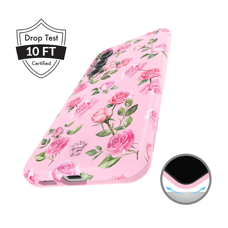 Pink Rose Floral Samsung Phone Case - Cute Protective Cover for Samsung Galaxy [Model] - Perfect Gift for Women, Girls, Teens - Ideal for Everyday Use, Birthday, Valentine's Day