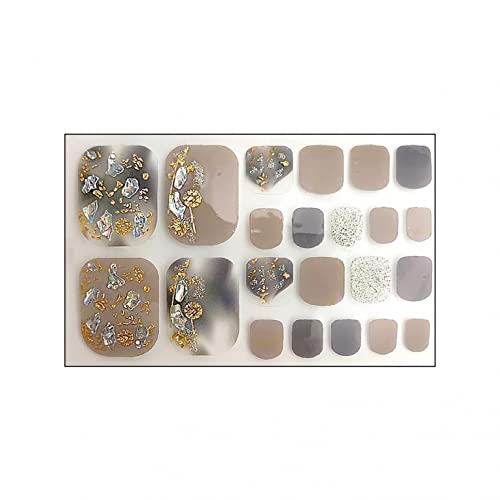 ZITIANY Summer Toe Nail Stickers for Women & Girls - 24pcs Waterproof Self-Adhesive Nail Art Decals with Nail File - DIY Manicure Tool for Pedicure, White & Transparent - Perfect for Beach, Pool Parties & Summer Nail Designs