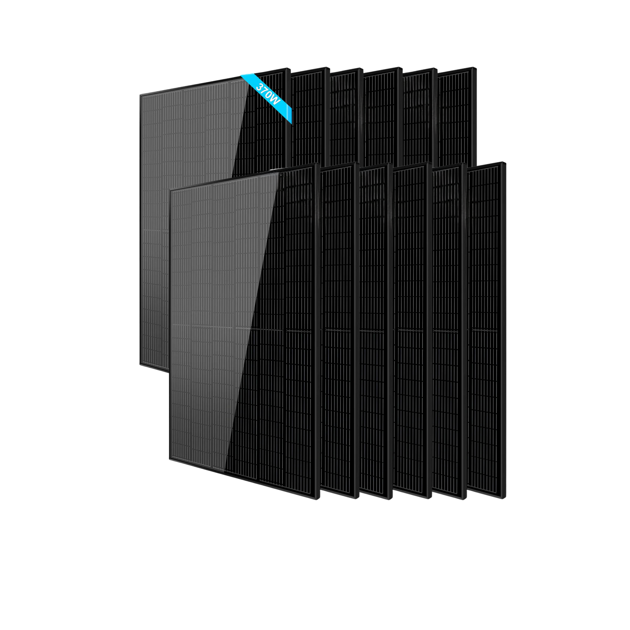 SunGoldPower 370W Monocrystalline Black PERC Solar Panel - High Efficiency 370 Watt Solar Module for Home, RV & Off-Grid Power Systems | Durable Weather-Resistant Design for Residential & Commercial Solar Projects