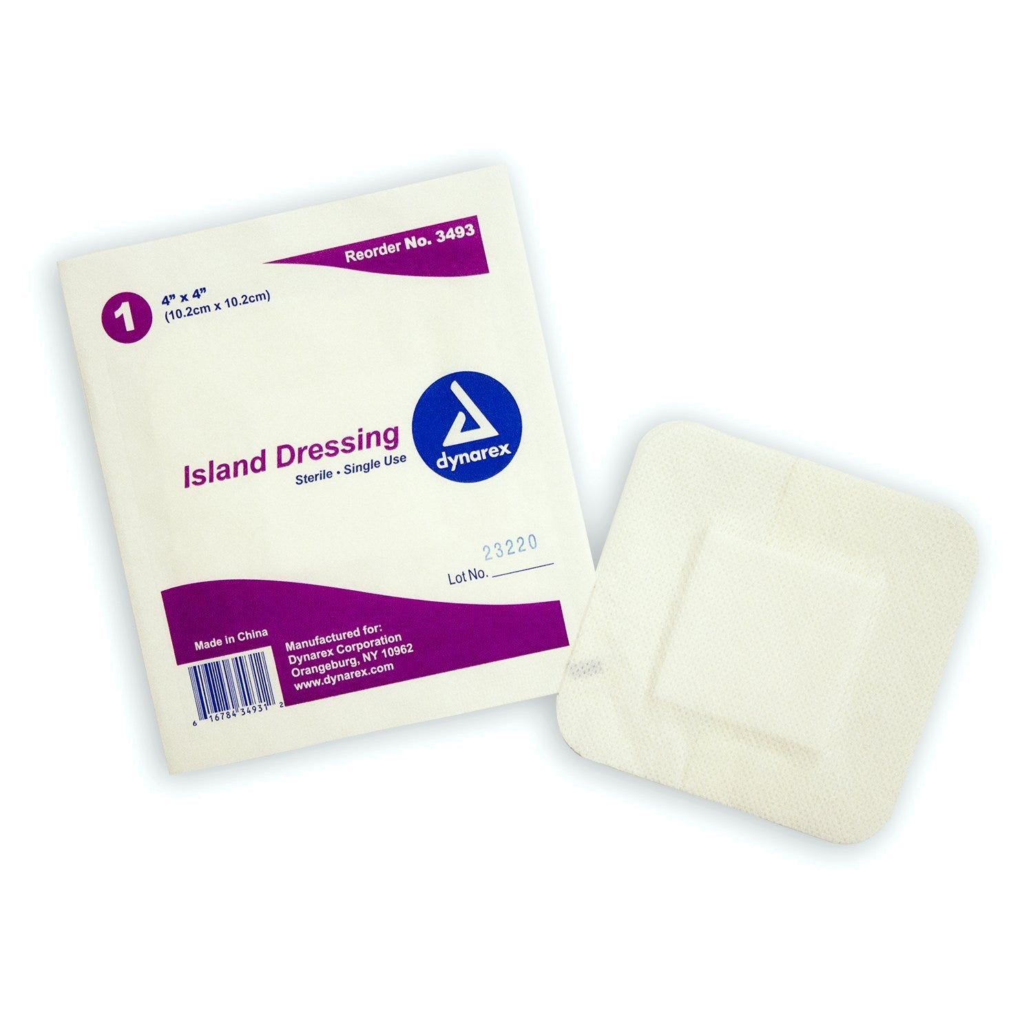 Dynarex 3493 Adhesive Island Dressing - Sterile Wound Care Bandages (Box of 25) - First Aid for Cuts, Scrapes & Minor Injuries