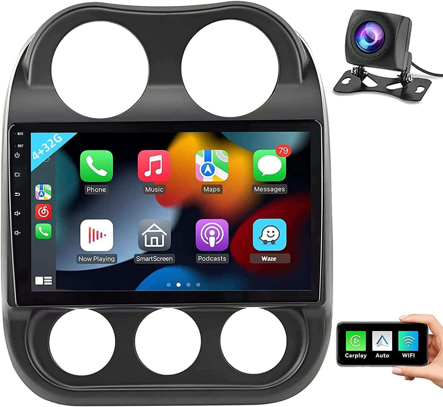 4G+32GB Android 13 Car Stereo with 5G WiFi & 10.1