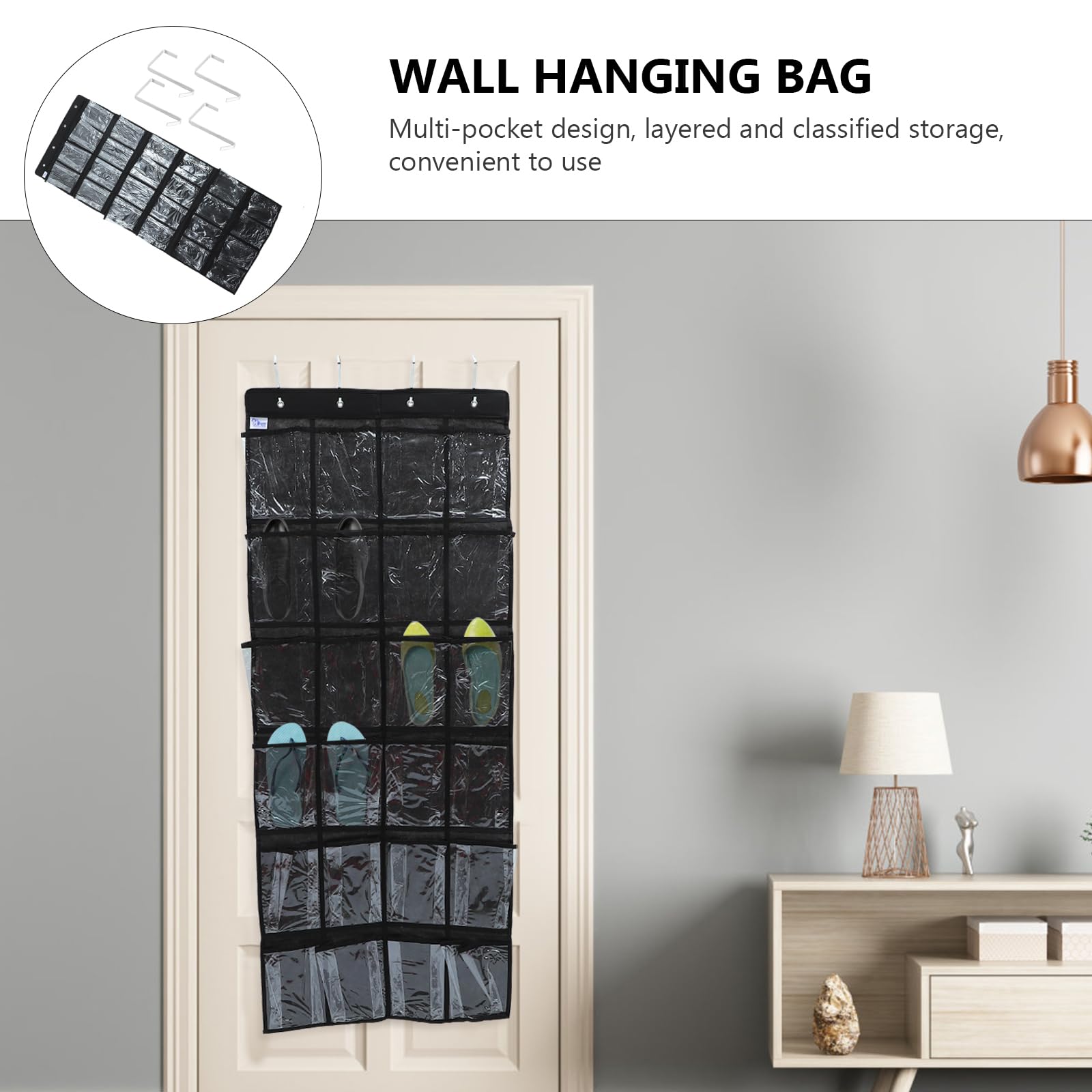 iplusmile Over Door Hanging Shoe Organizer - 24 Pockets Closet Storage Bag for Shoes, Accessories & Toys | Space Saving Solution for Bedroom, Closet & Dorm Room Organization
