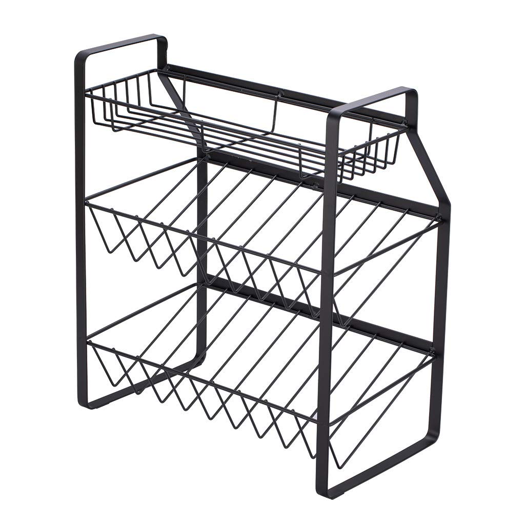 Zerlibeaful 3-Tier Stainless Steel Kitchen Standing Cruet Rack - Large Black Storage Organizer for Spices, Utensils & Dish Drying | Perfect for Countertop, Pantry & Small Space Organization