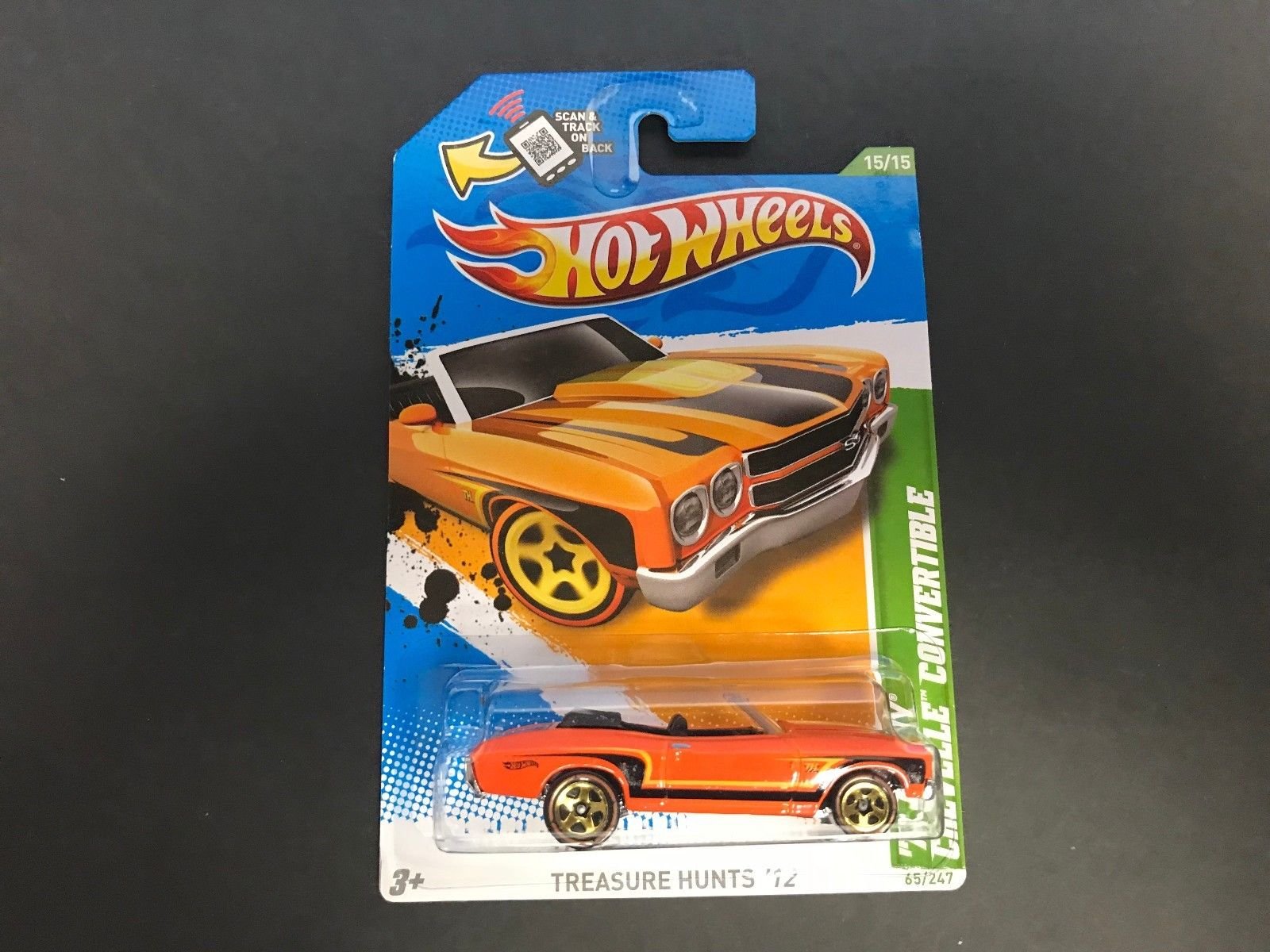2012 Hot Wheels 70 Chevy Chevelle Convertible Treasure Hunt 15/15 - Rare Diecast Car for Collectors & Display